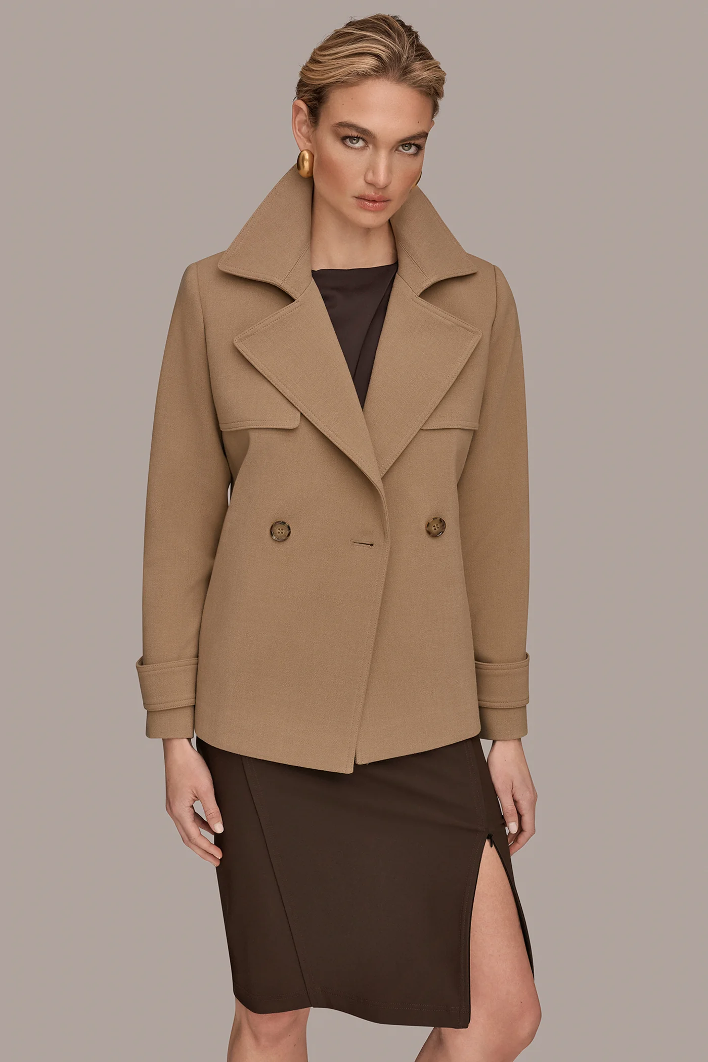 CROPPED DOUBLE-BREASTED TRENCH COAT - VXVOV
