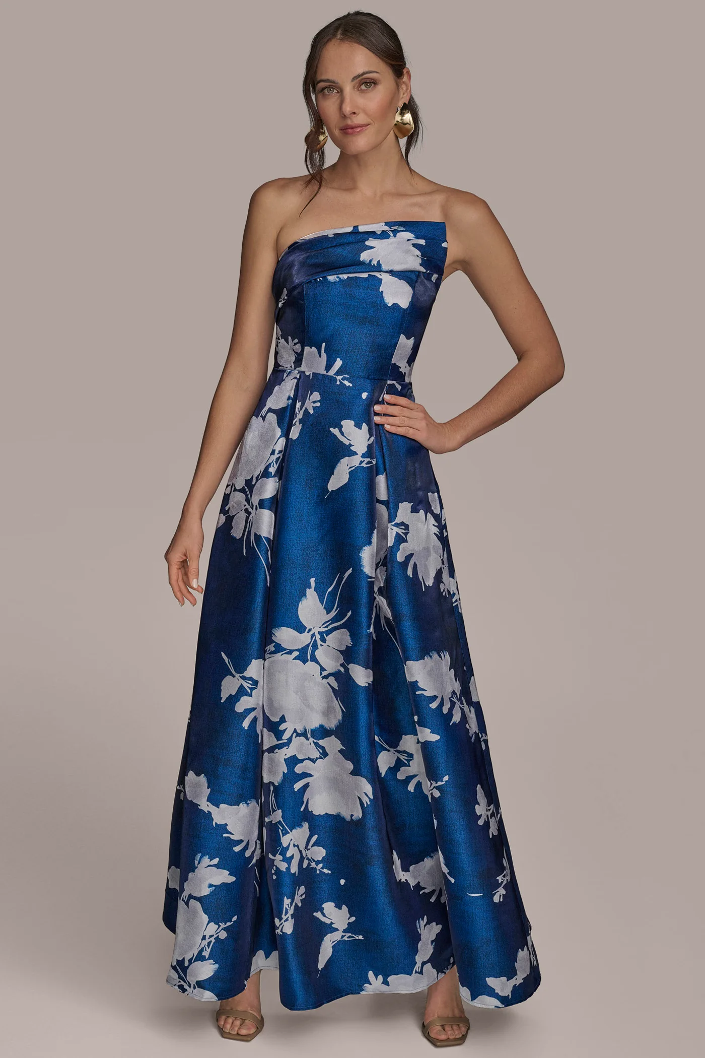 MIKADO FLORAL STRAPLESS BALL GOWN - VXVOV