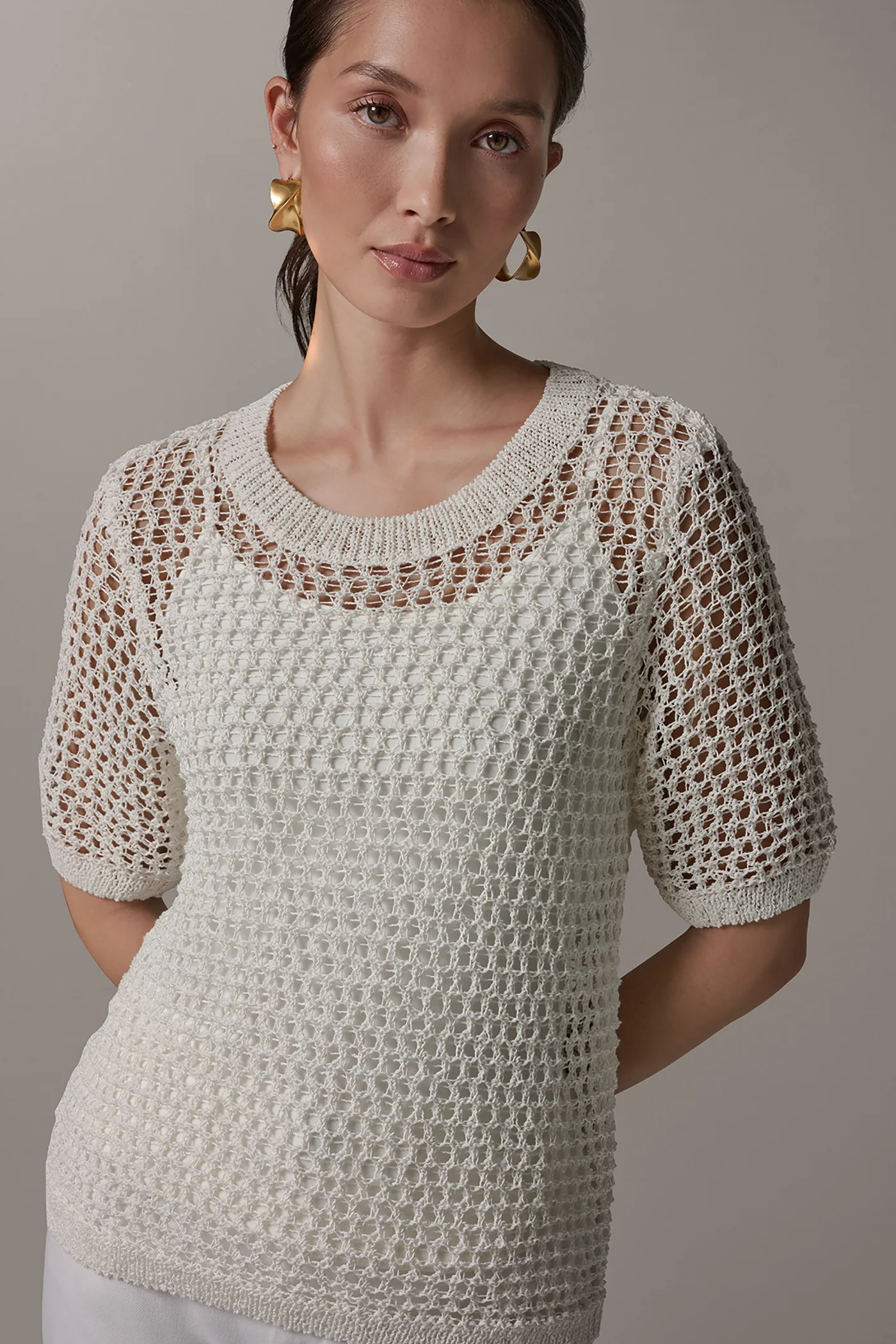 CREW NECK SHORT SLEEVE SWEATER - VXVOV