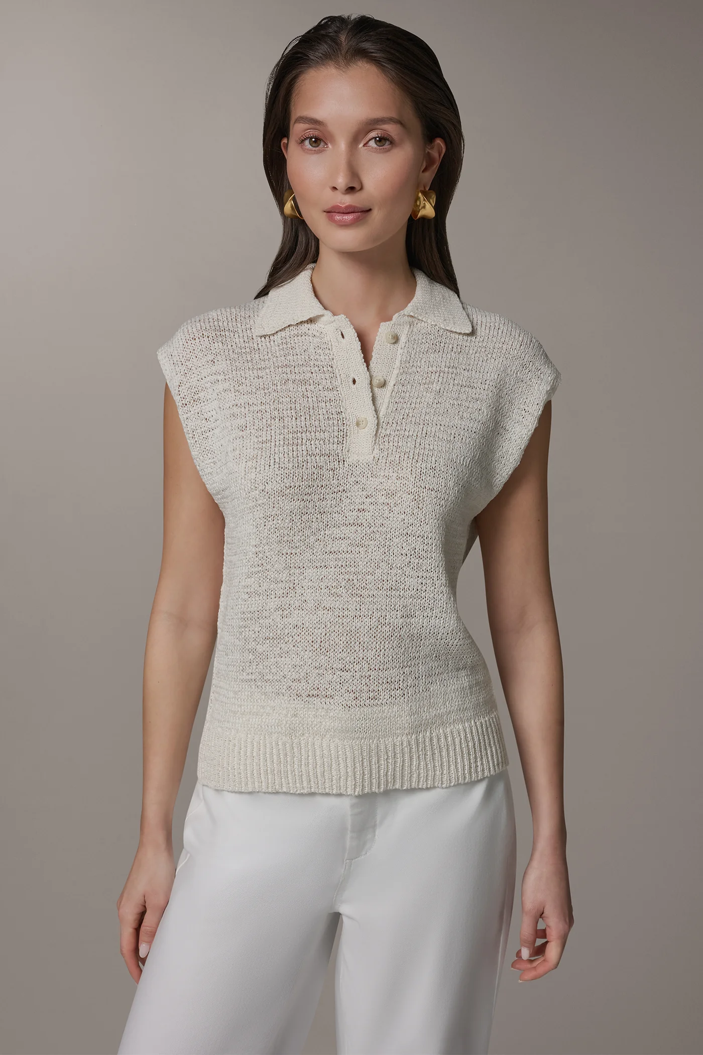 SLEEVELESS POLO SWEATER - VXVOV