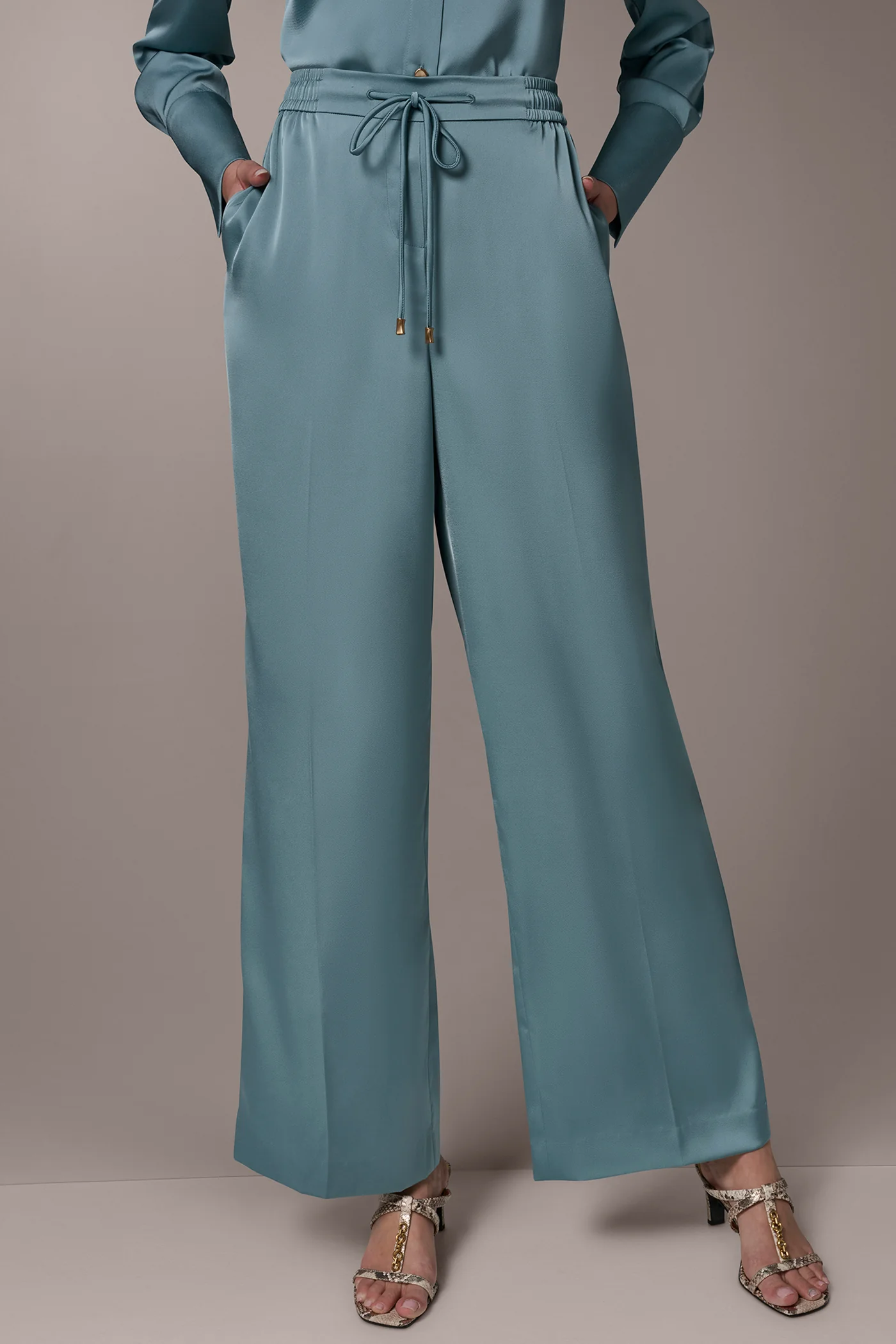 SATIN HIGH-RISE WIDE-LEG PANT - VXVOV