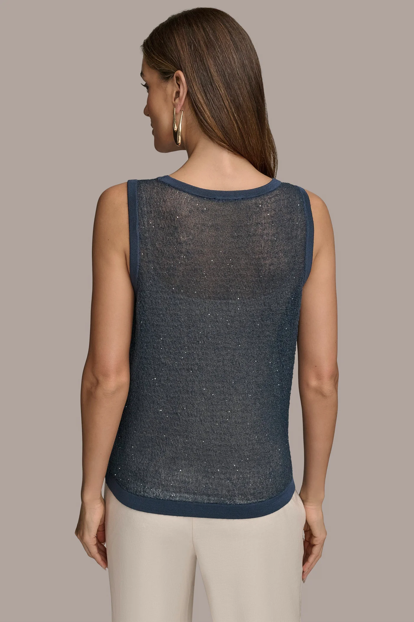 SEQUINED CROCHET KNIT SHELL - VXVOV