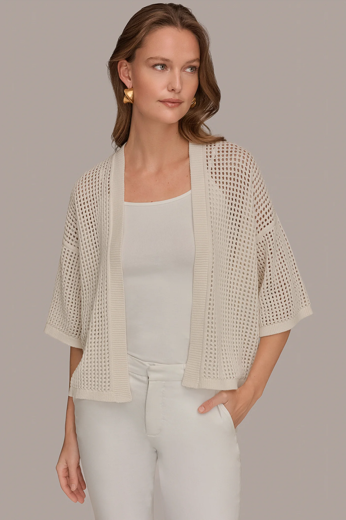 COTTON OPEN STITCH CARDIGAN - VXVOV