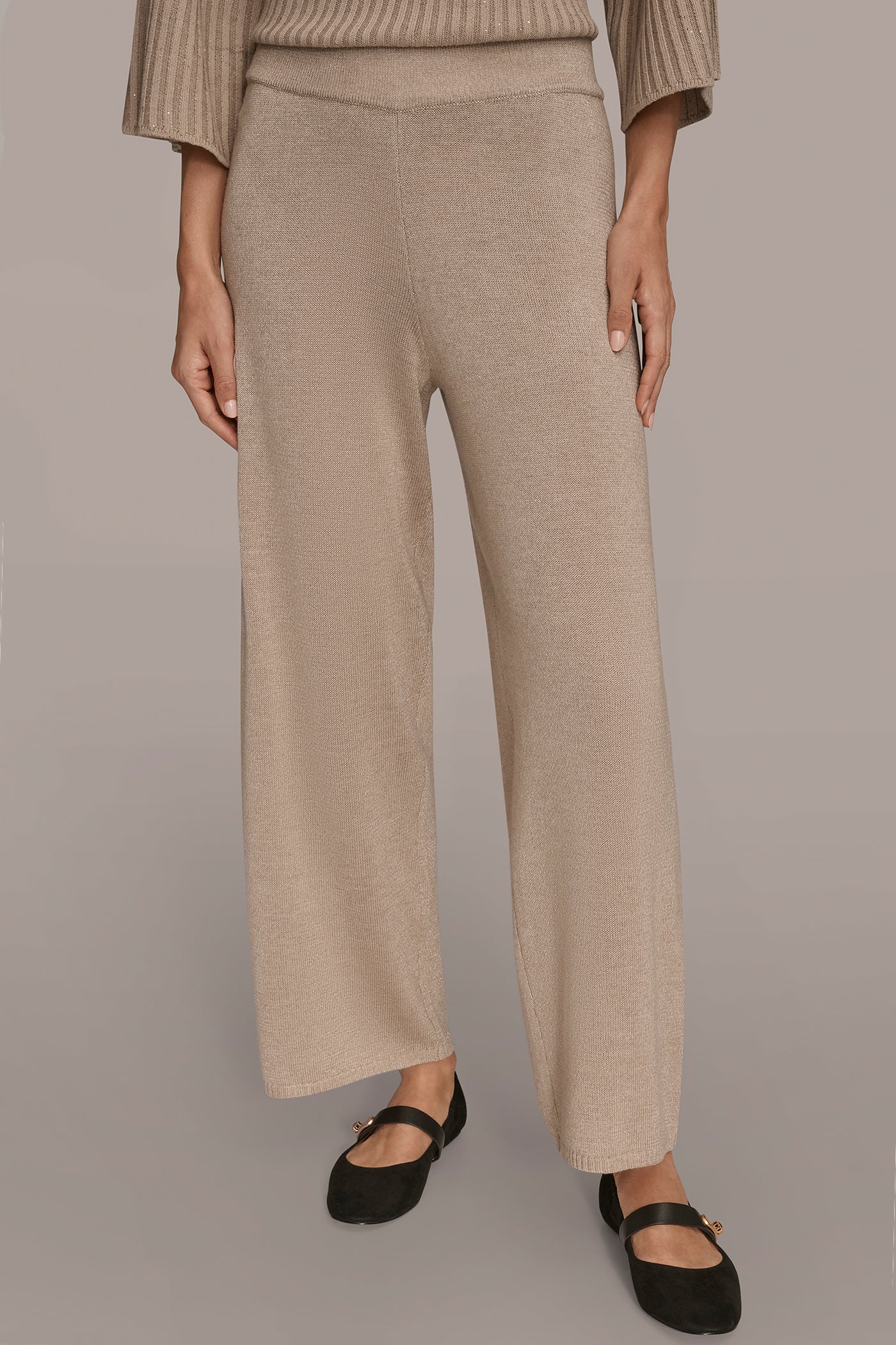 HIGH-RISE WIDE-LEG SWEATER ANKLE PANT - VXVOV