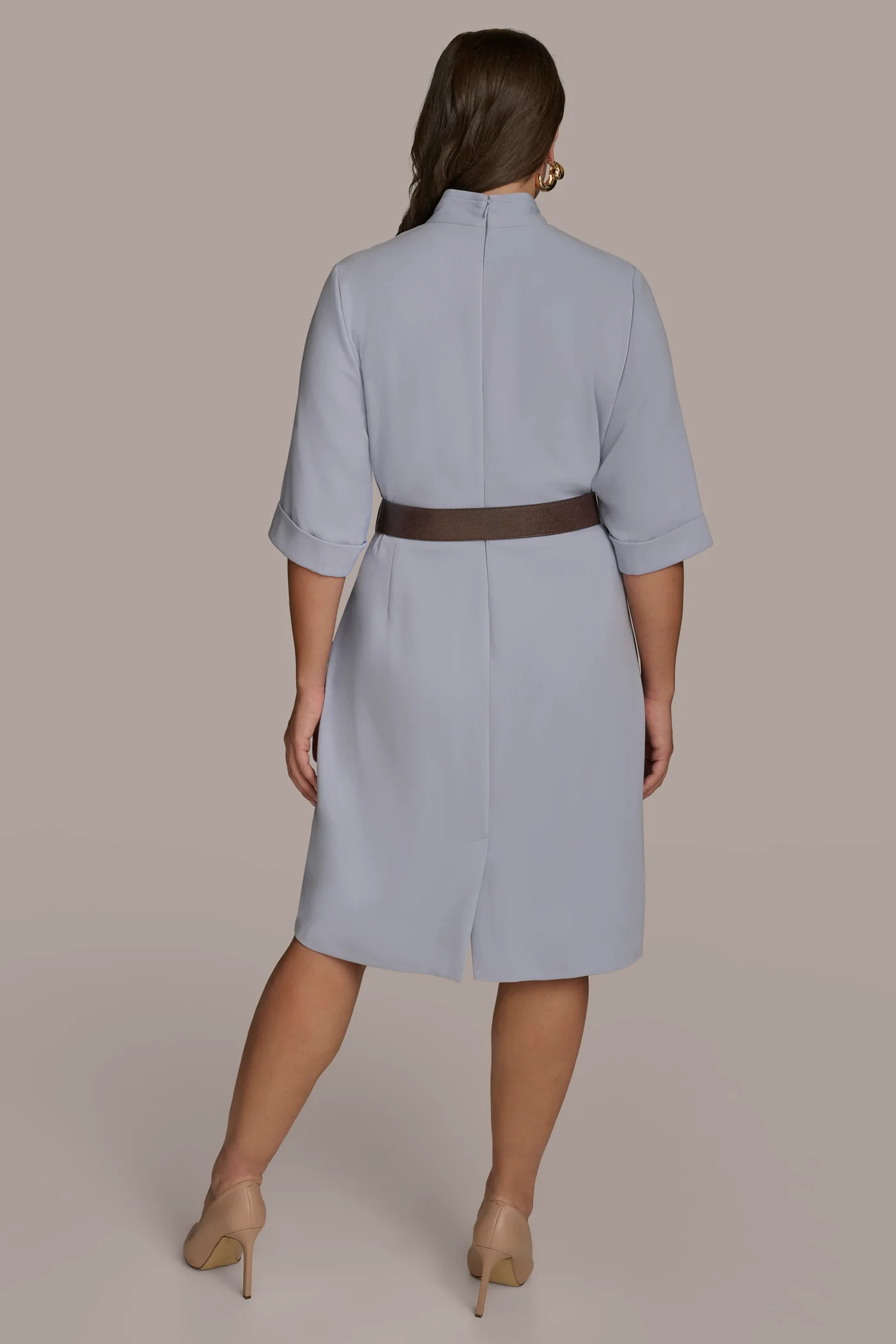 PLUS SIZE ELBOW SLEEVE SHEATH DRESS - VXVOV
