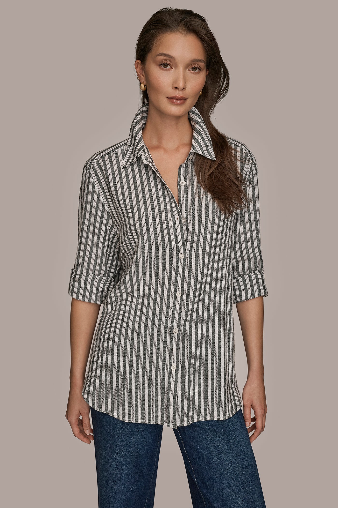 LINEN-BLEND STRIPED SHIRT - VXVOV