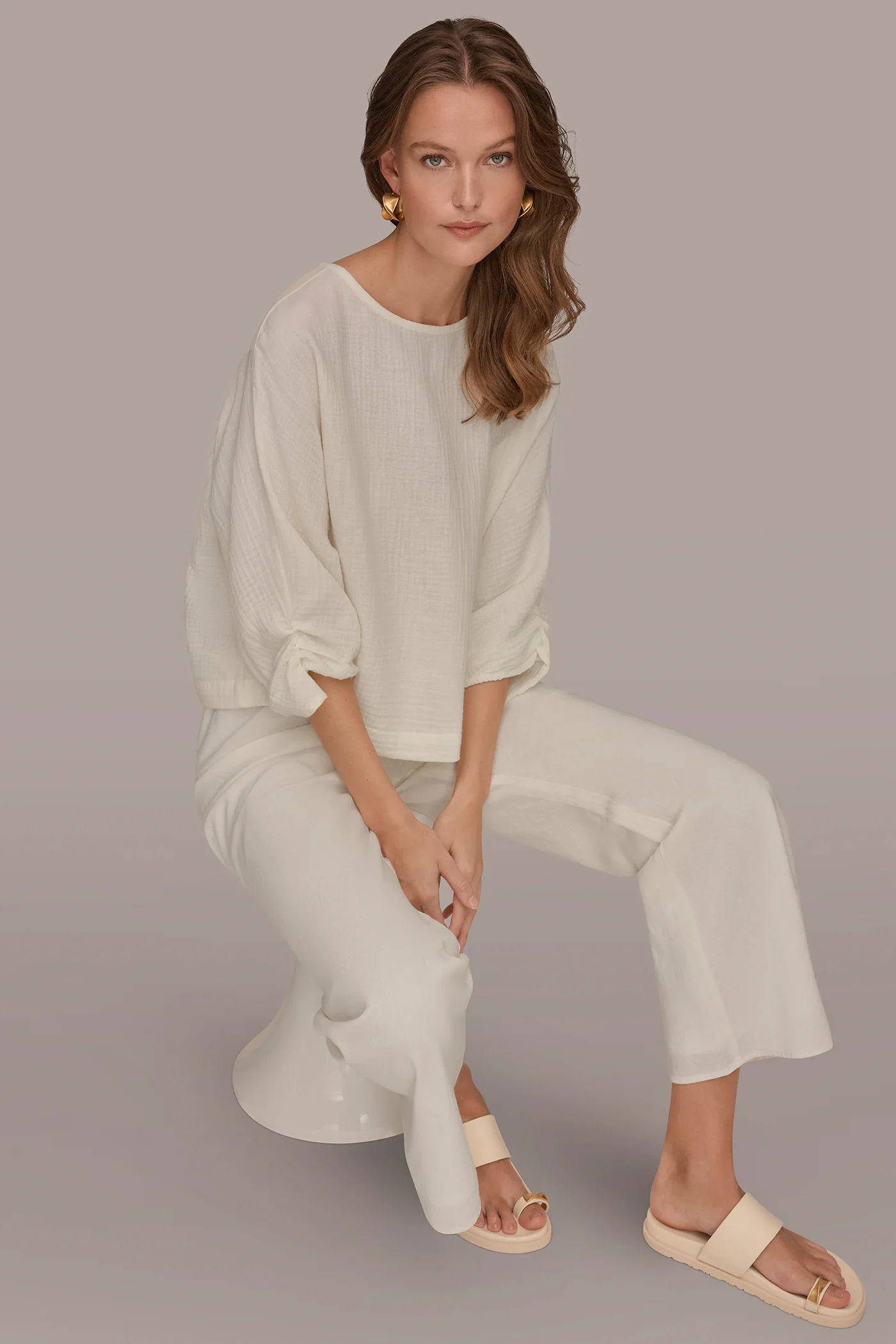 3/4 SLEEVE TWIST CUFF BLOUSE - VXVOV