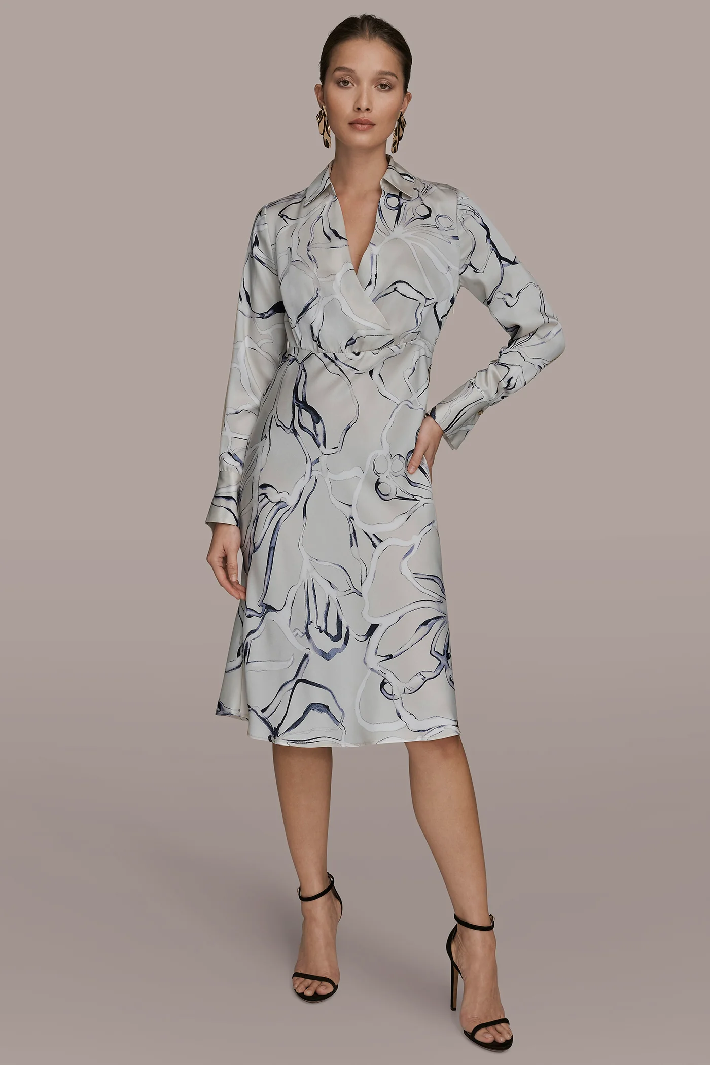 COTTON PRINTED MIDI SHIRT DRESS - VXVOV