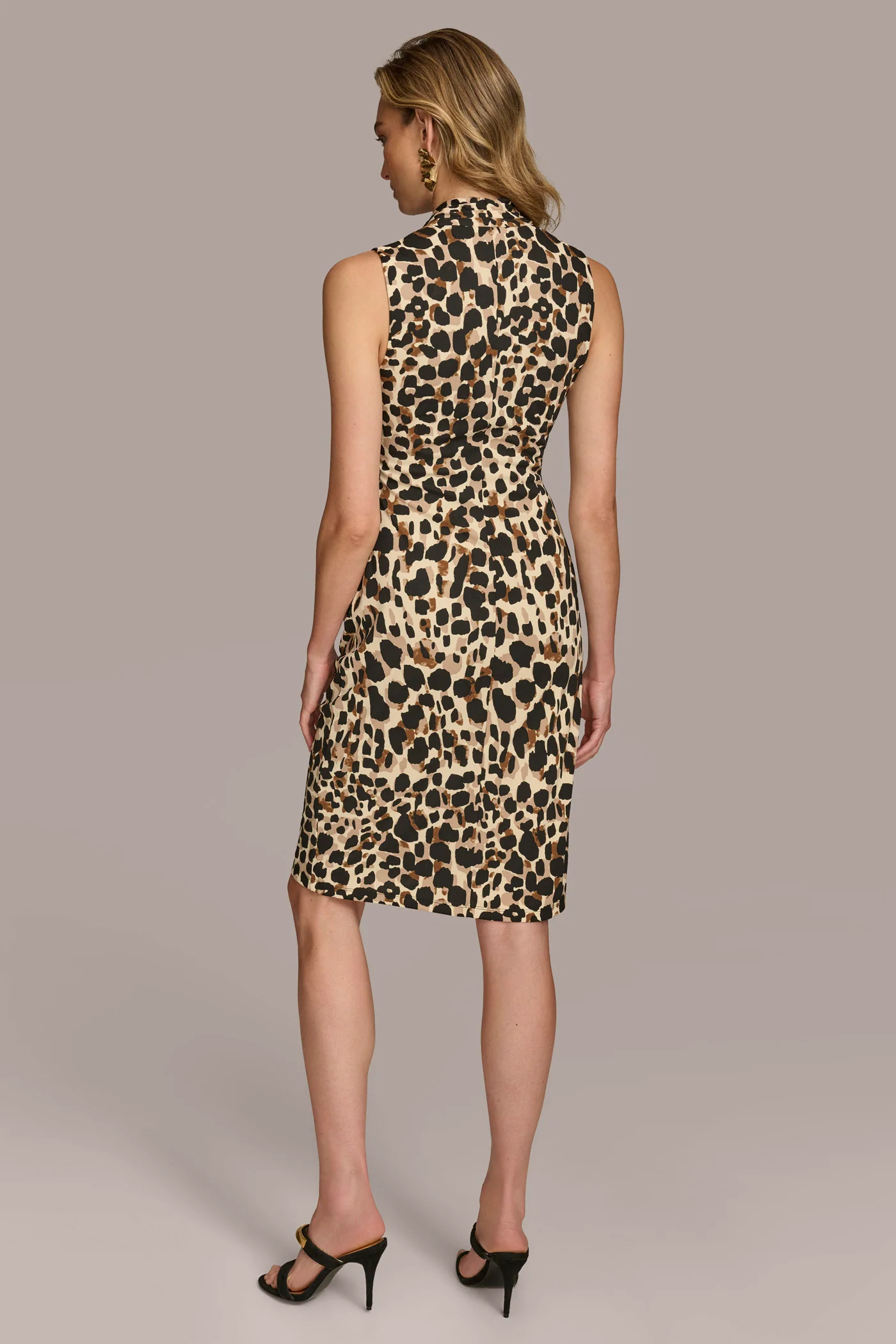 V-NECK LEOPARD MIDI DRESS - VXVOV