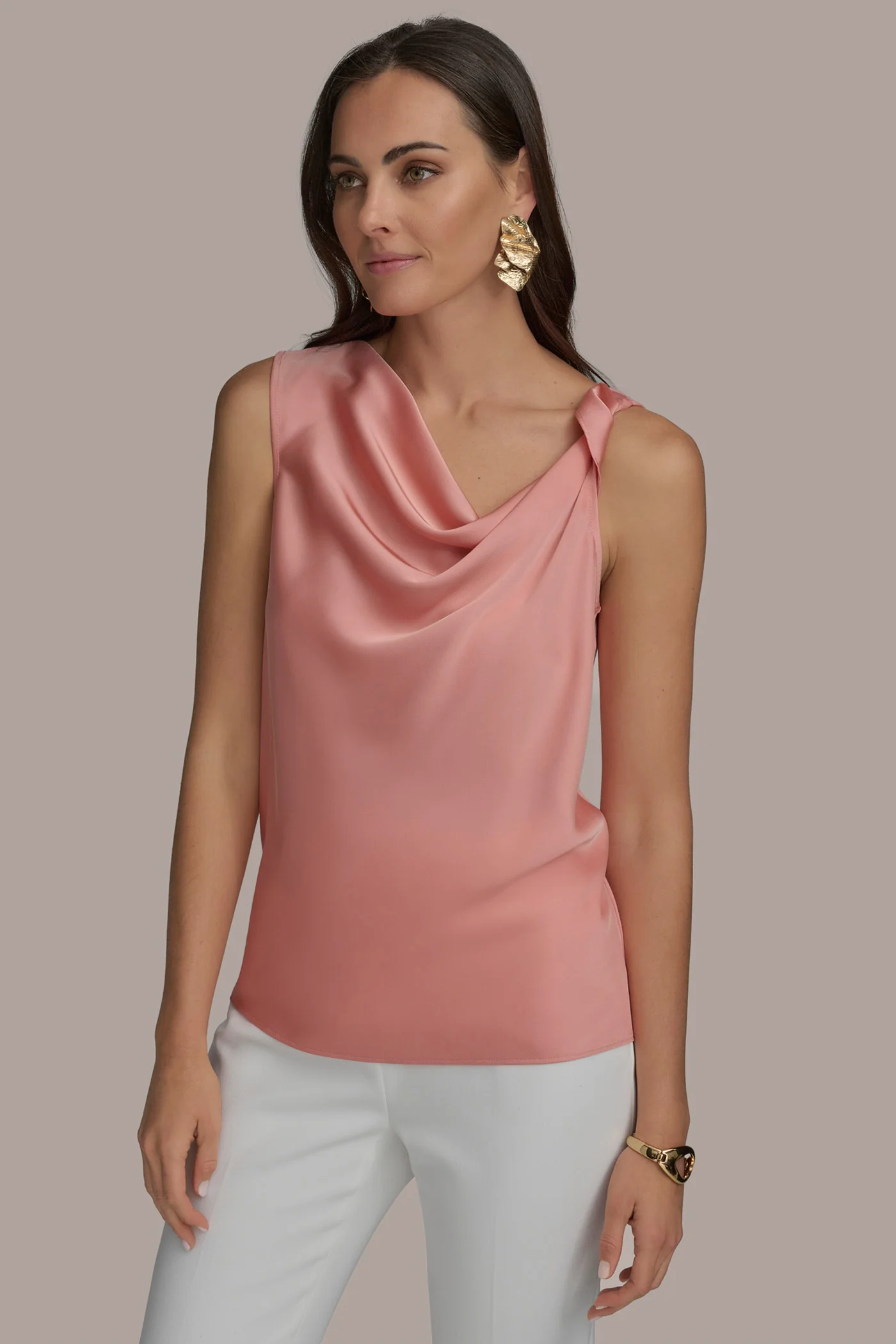 METALLIC SLEEVELESS HIGH COWL - VXVOV