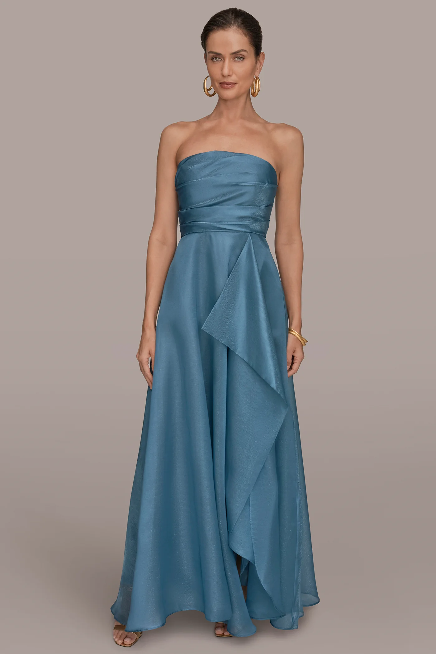 STRAPLESS RUFFLE A-LINE GOWN - VXVOV