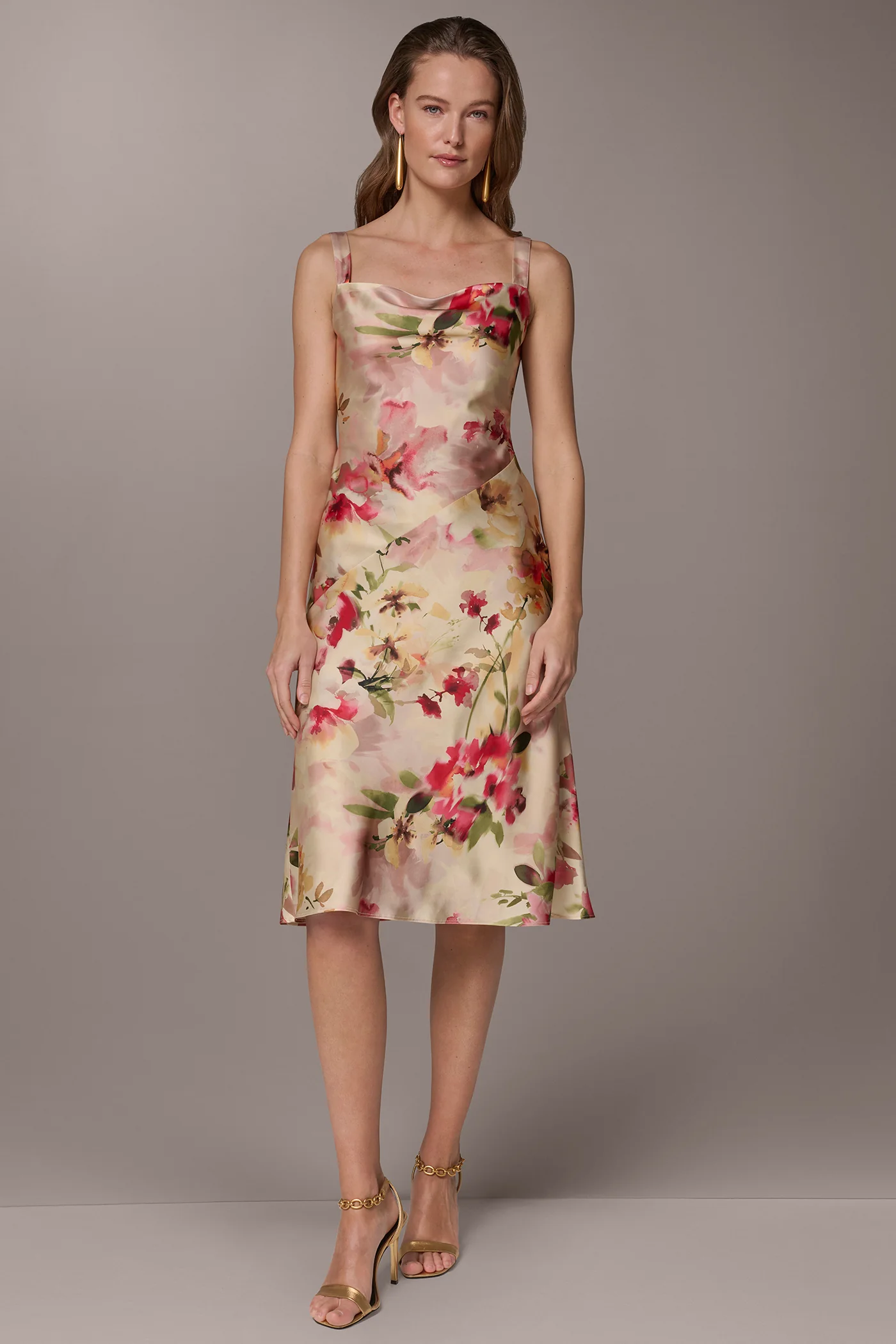CHARMEUSE FLORAL MIDI SLIP DRESS - VXVOV