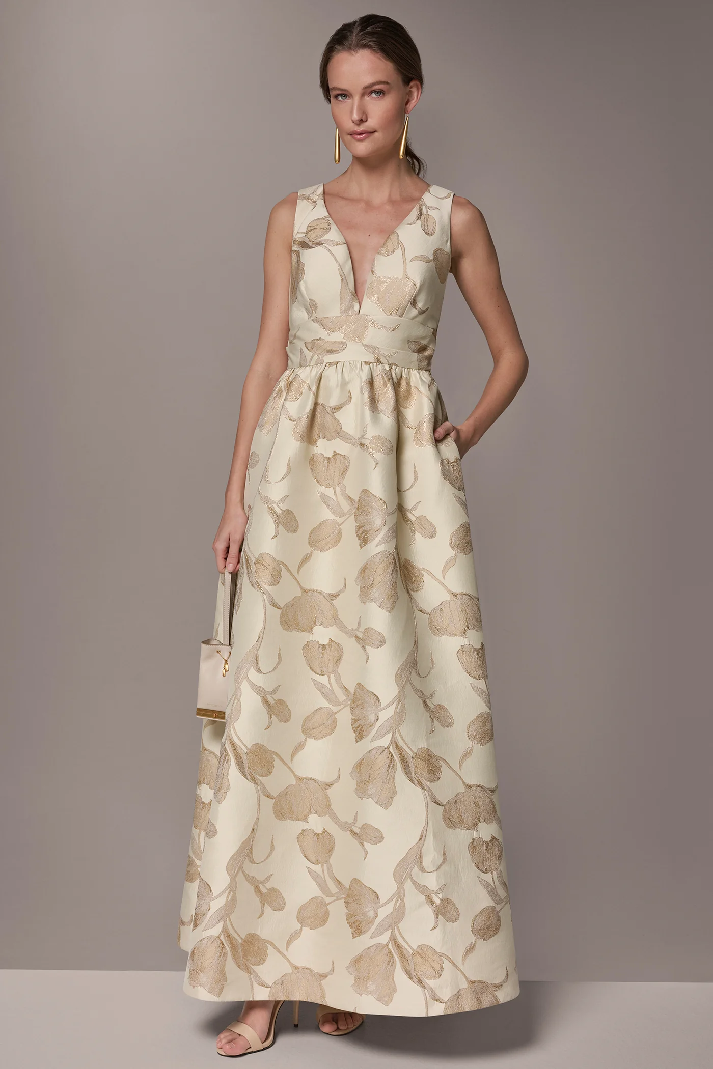 FLORAL-JACQUARD A-LINE BALL GOWN - VXVOV