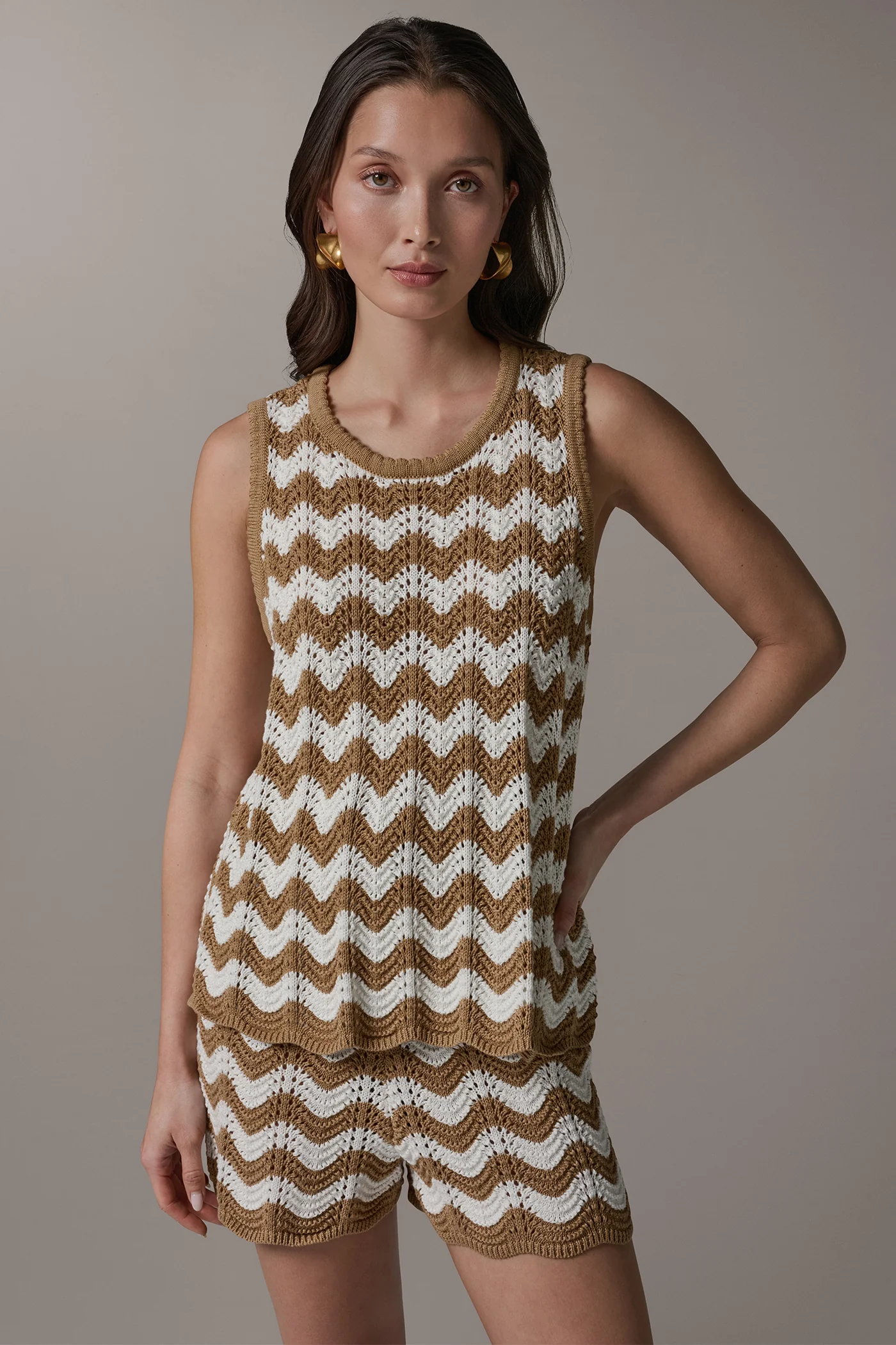 SCALLOP STRIPE POINTELLE SWEATER - VXVOV