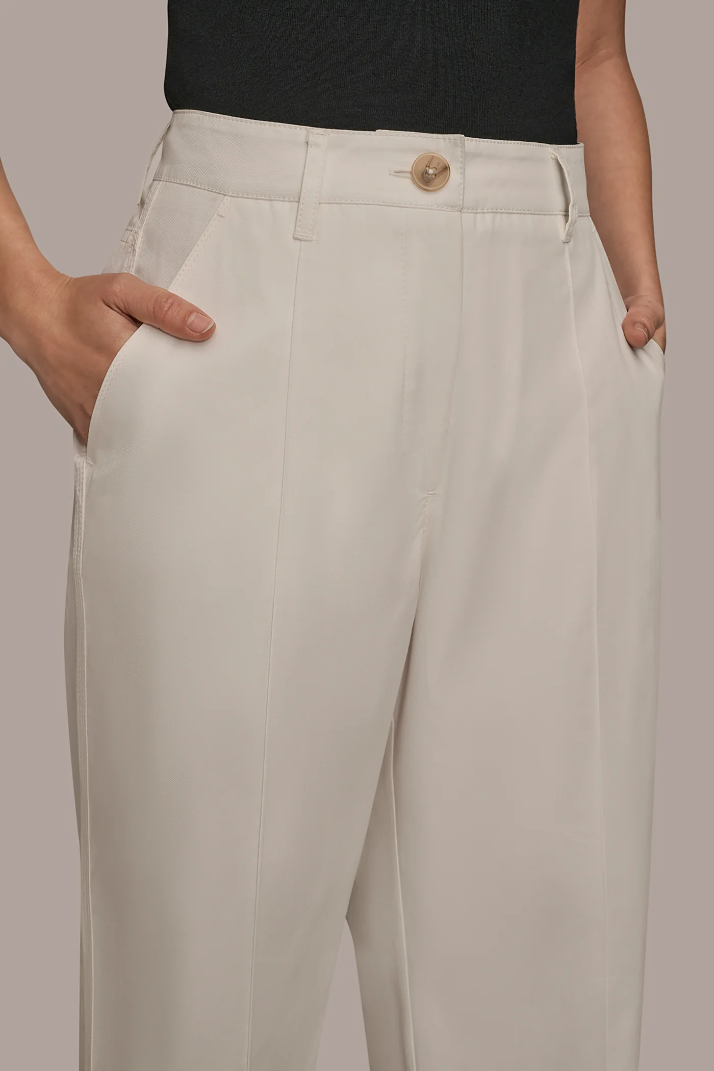 COTTON HIGH-RISE PINTUCKED WIDE-LEG TROUSER - VXVOV