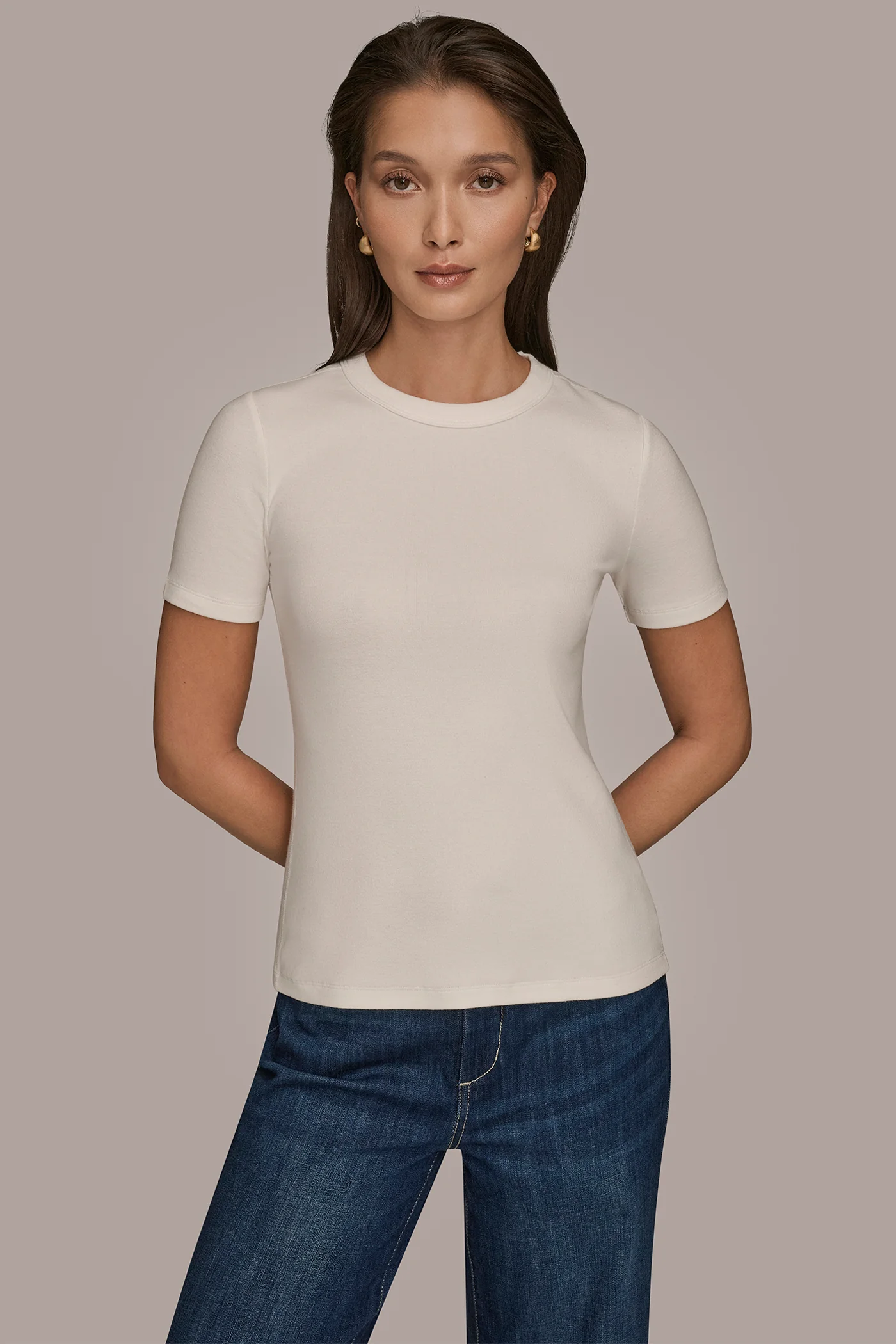 STRETCH COTTON AND MODAL TEE - VXVOV