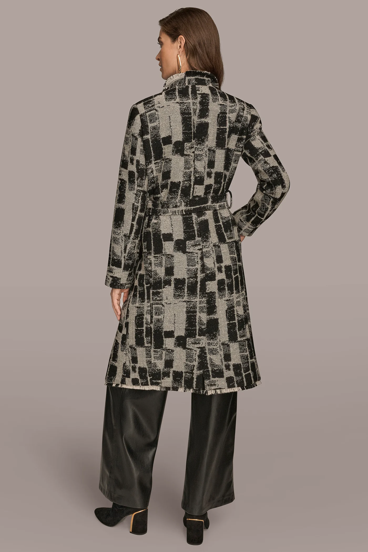 FRAYED GEOMETRIC-JACQUARD COAT - VXVOV