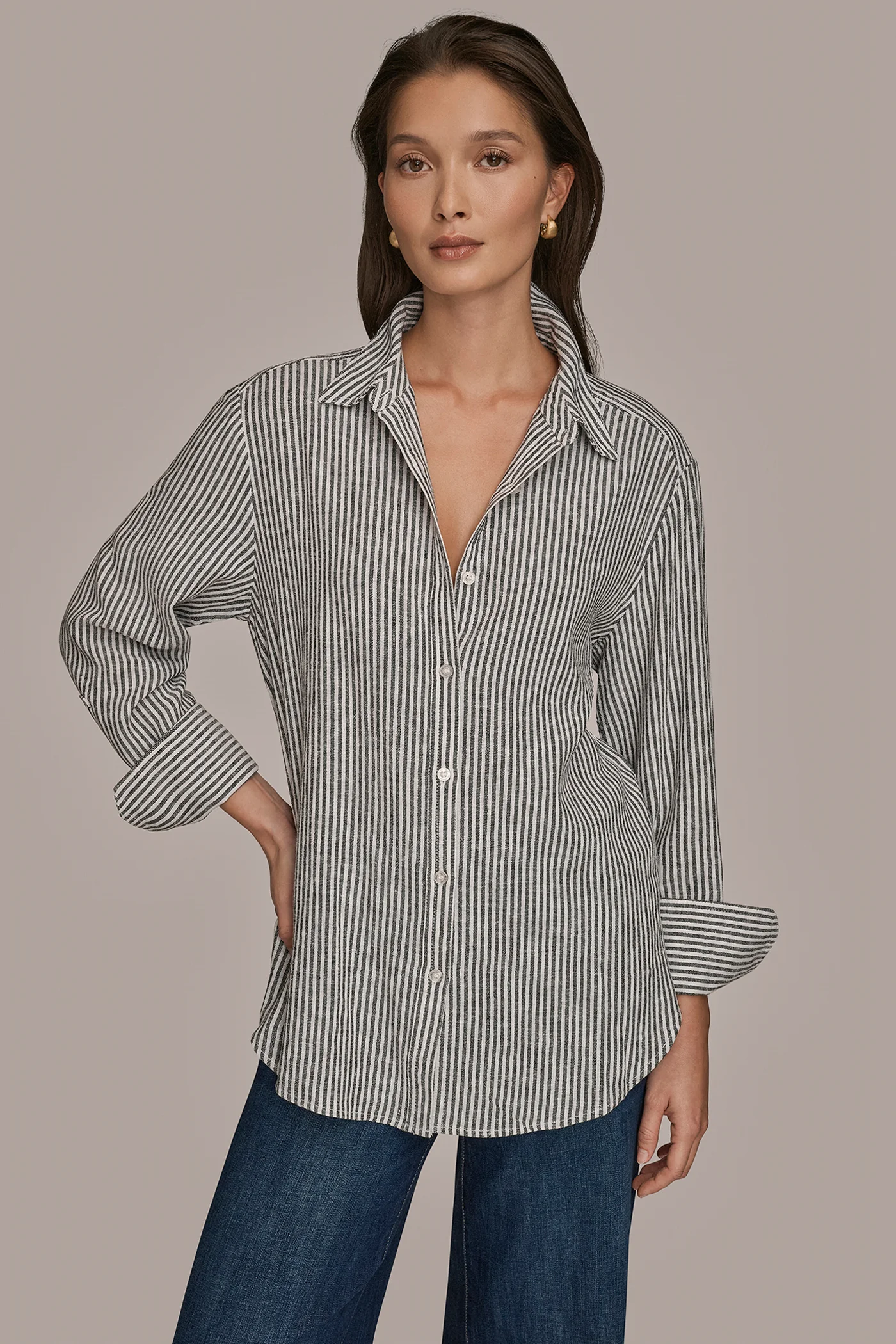 LINEN-BLEND STRIPED SHIRT - VXVOV