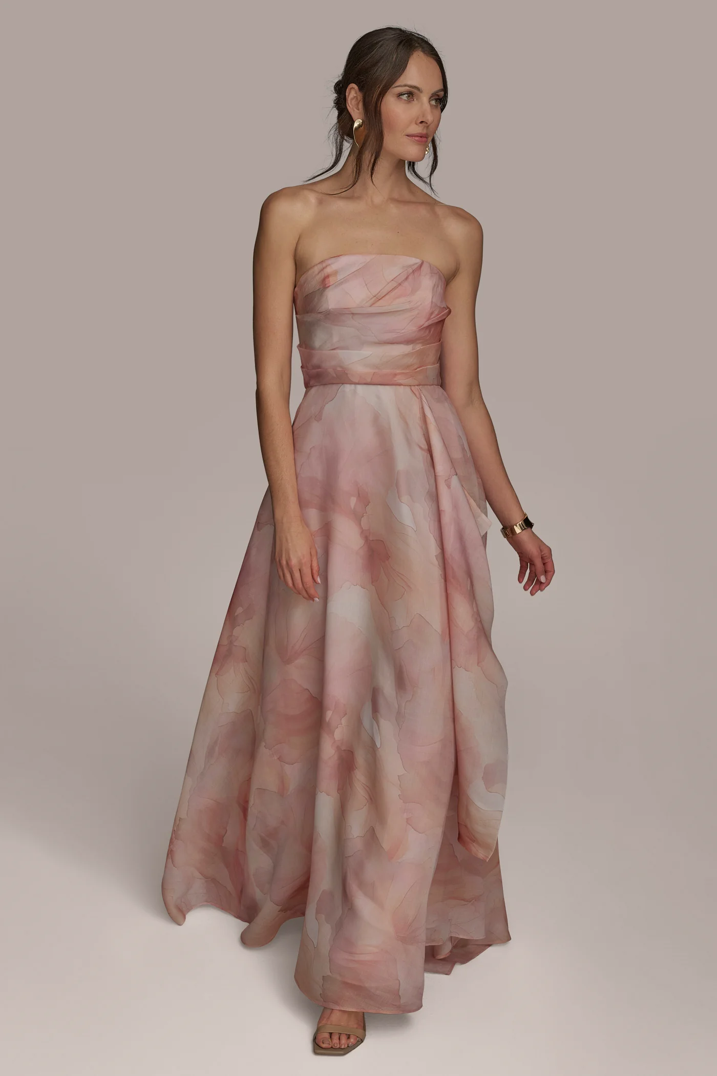 ORGANZA FLORAL STRAPLESS BALL GOWN - VXVOV
