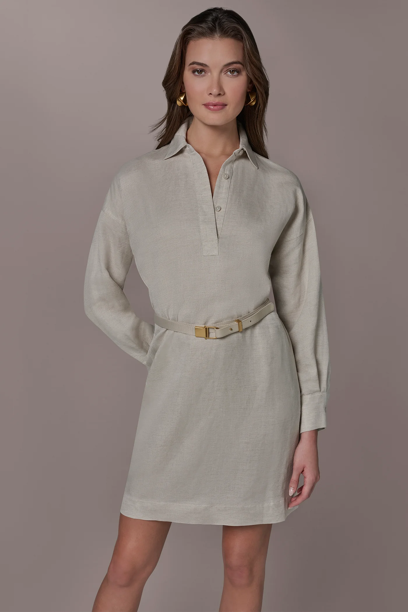 LINEN-BLEND SHIRT DRESS - VXVOV