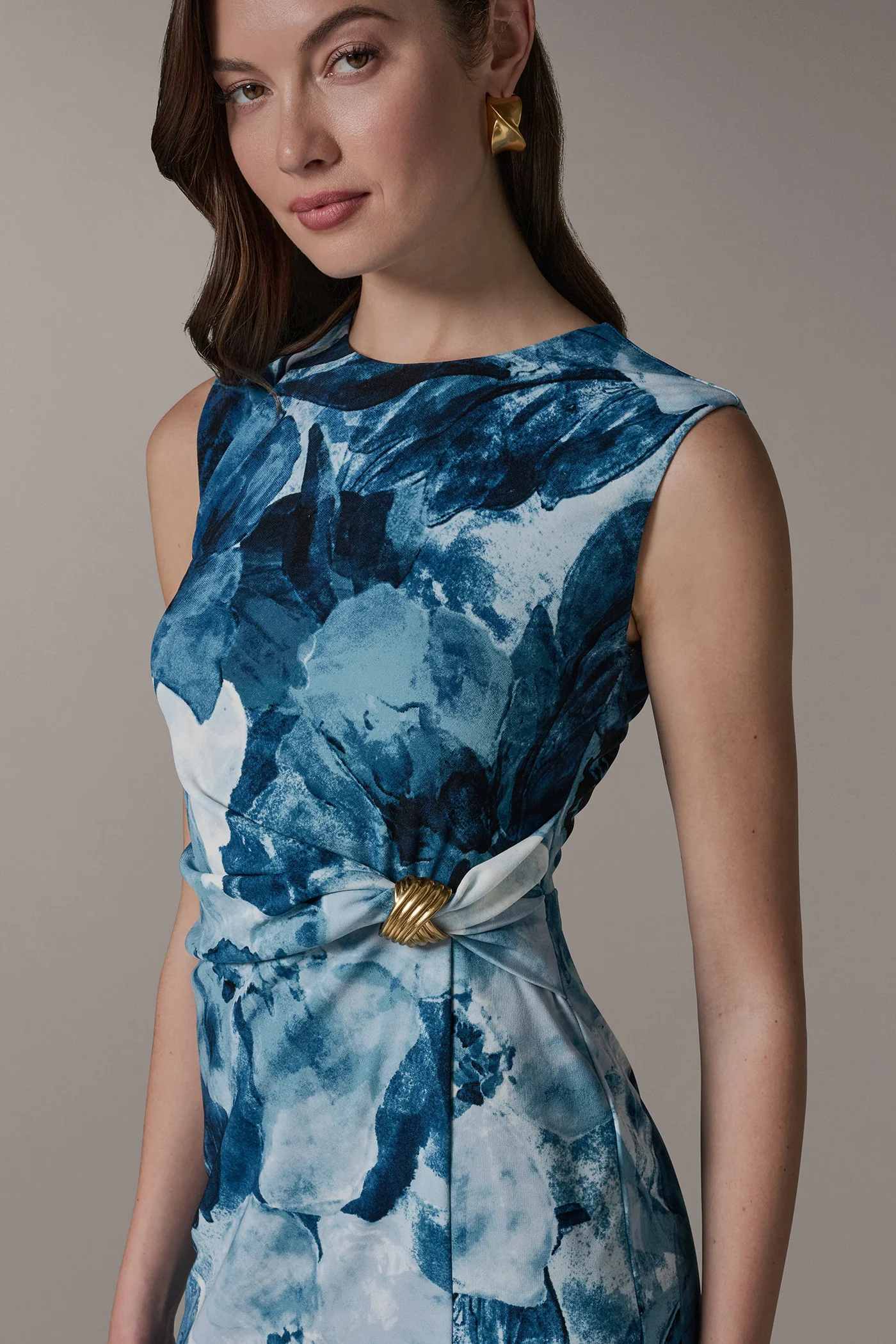 SLEEVELESS TWIST WAIST MIDI SHEATH - VXVOV