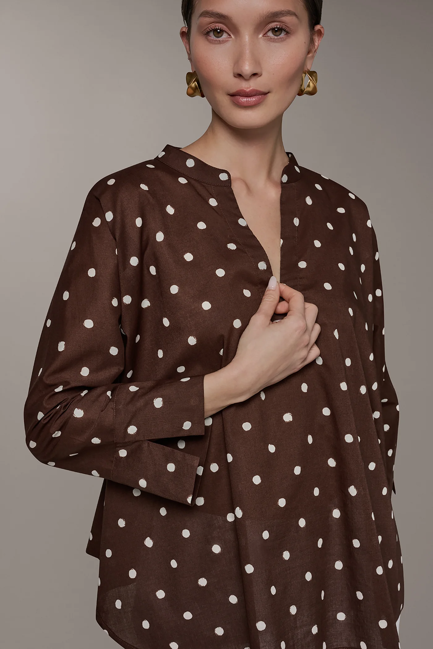 POLKA DOT LONG SLEEVE BLOUSE - VXVOV