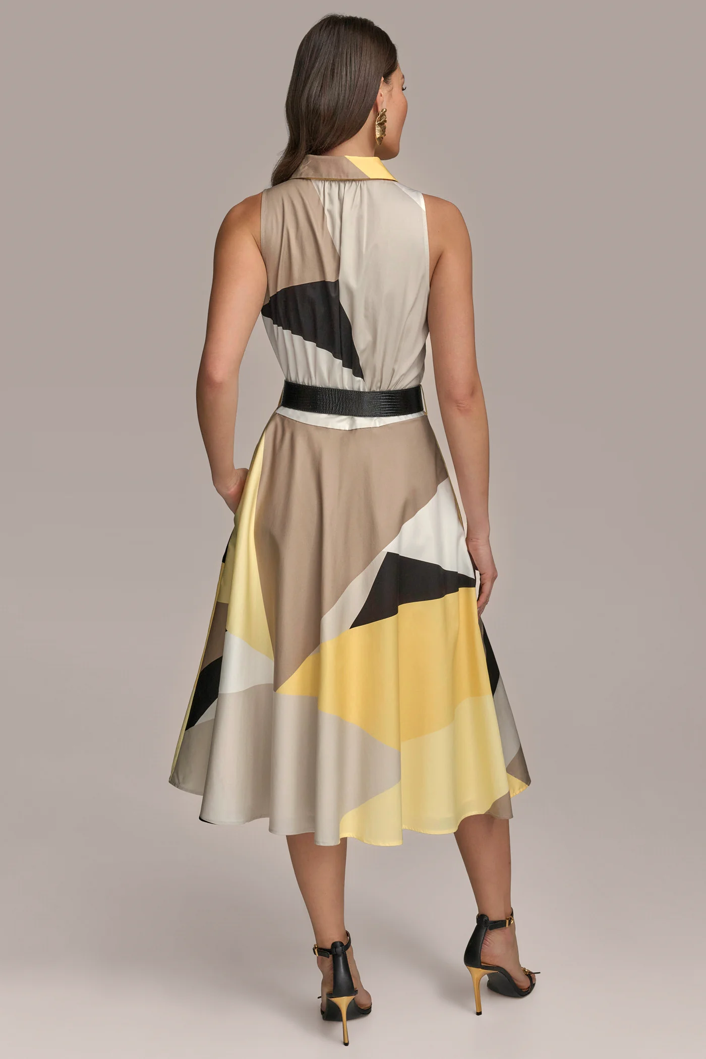 SLEEVELESS COLOR-BLOCK SHIRT DRESS - VXVOV