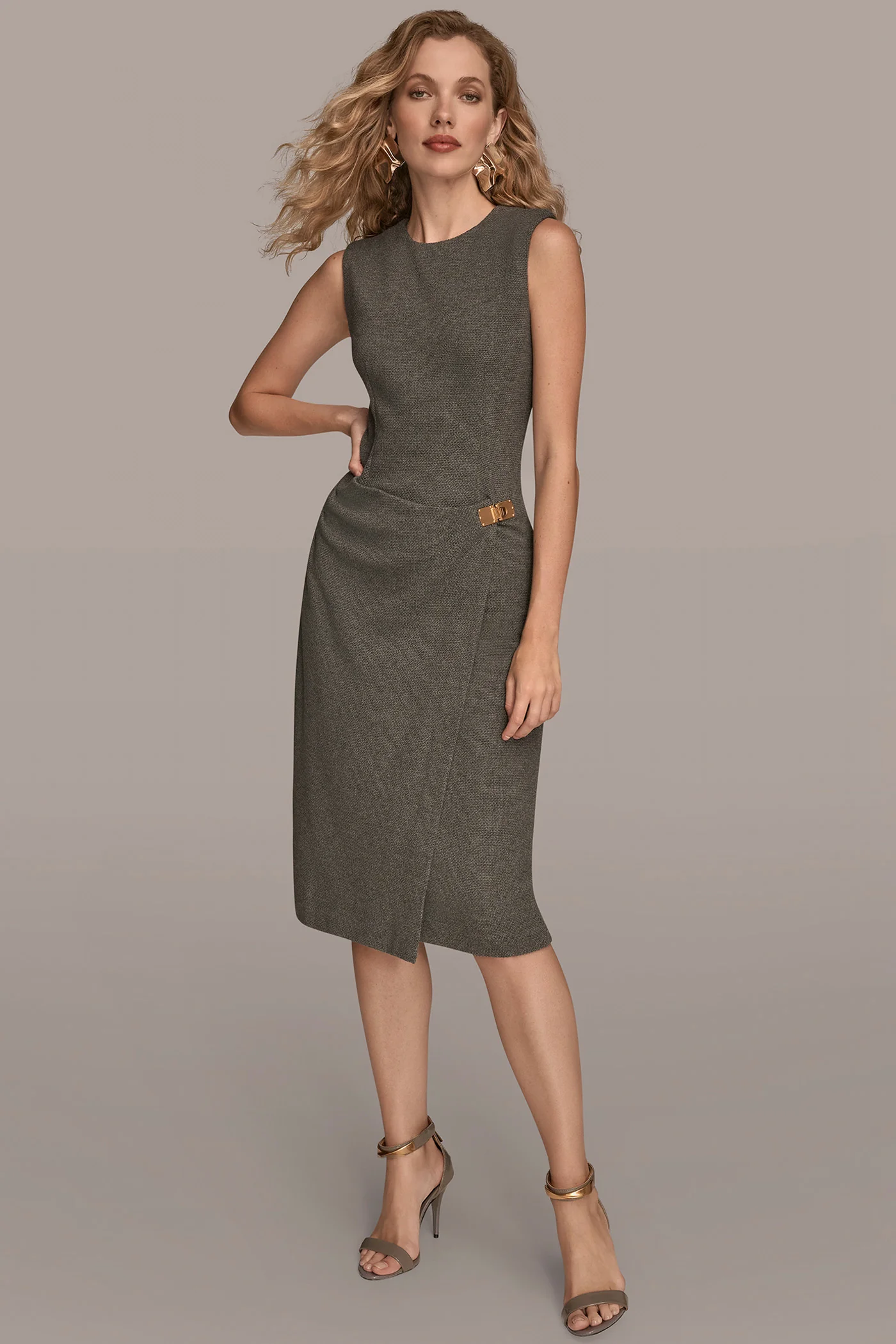 SLEEVELESS COTTON MIDI SHEATH DRESS - VXVOV