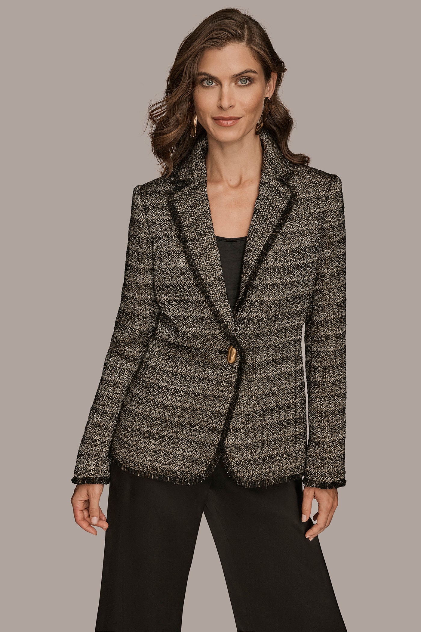 NOVELTY ONE BUTTON JACKET WITH FRINGE - VXVOV