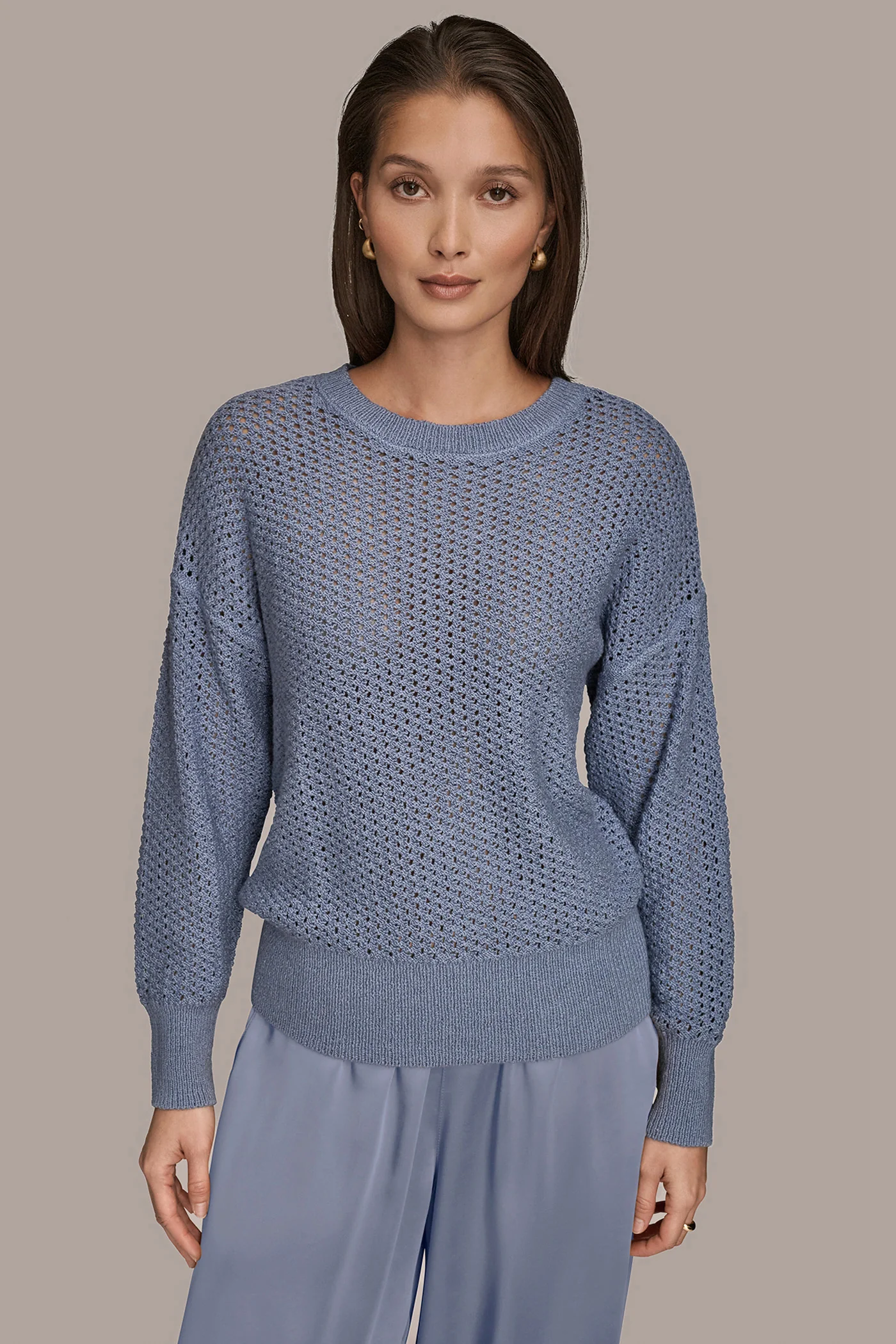 LONG SLEEVE OPEN STITCH SWEATER - VXVOV