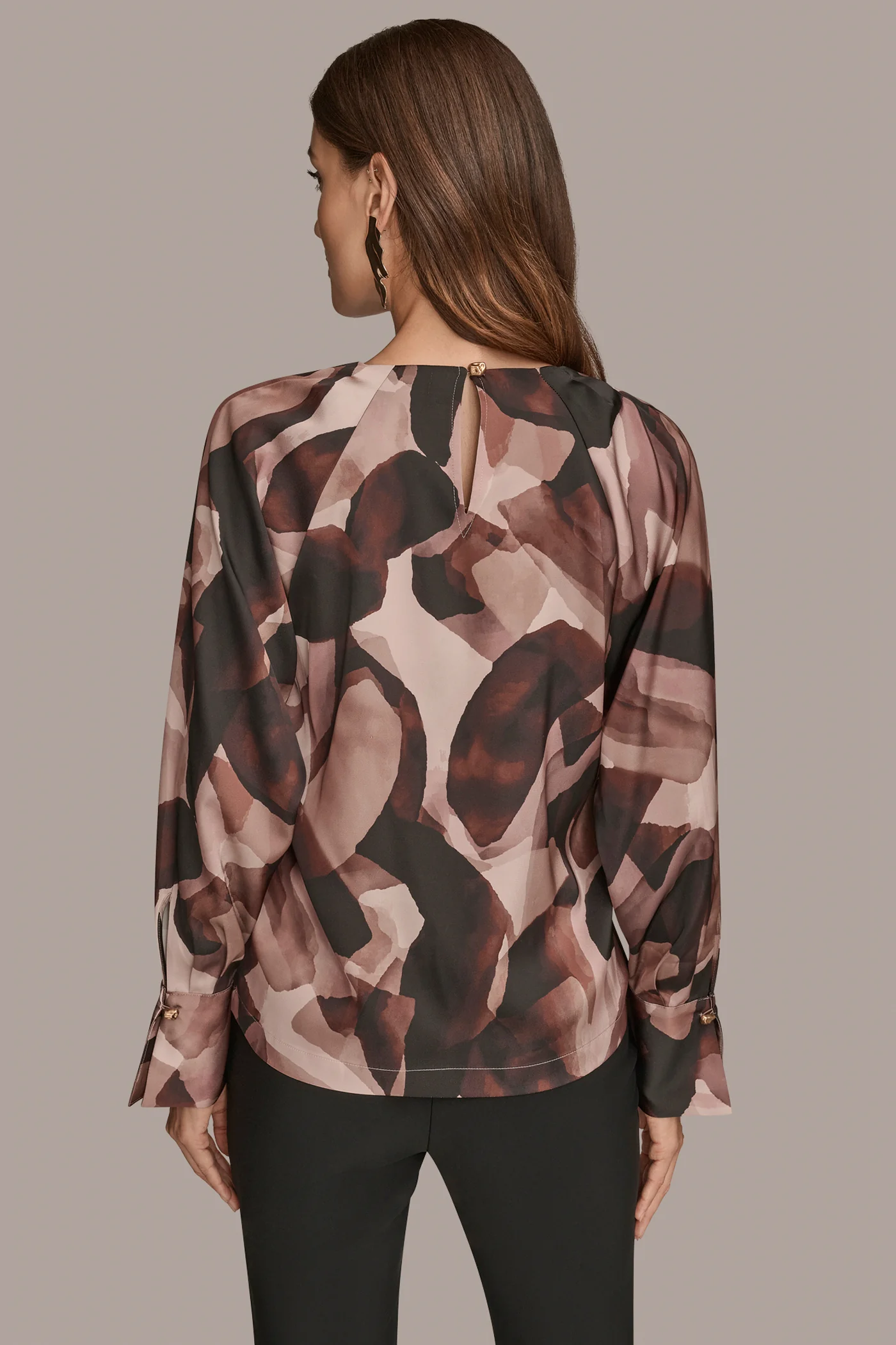 PRINTED LONG SLEEVE KEYHOLE TOP - VXVOV