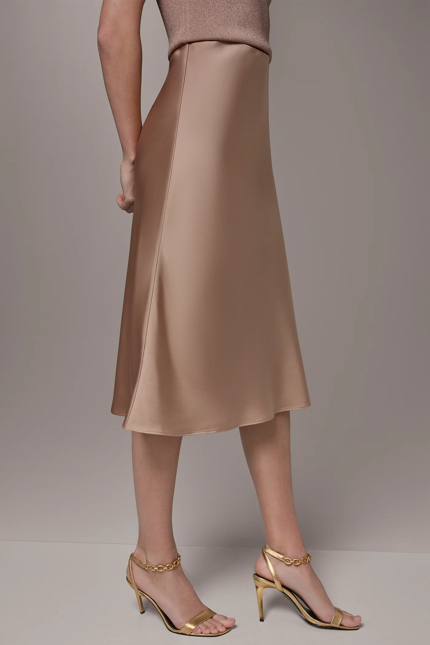 SATIN BIAS MIDI SKIRT - VXVOV