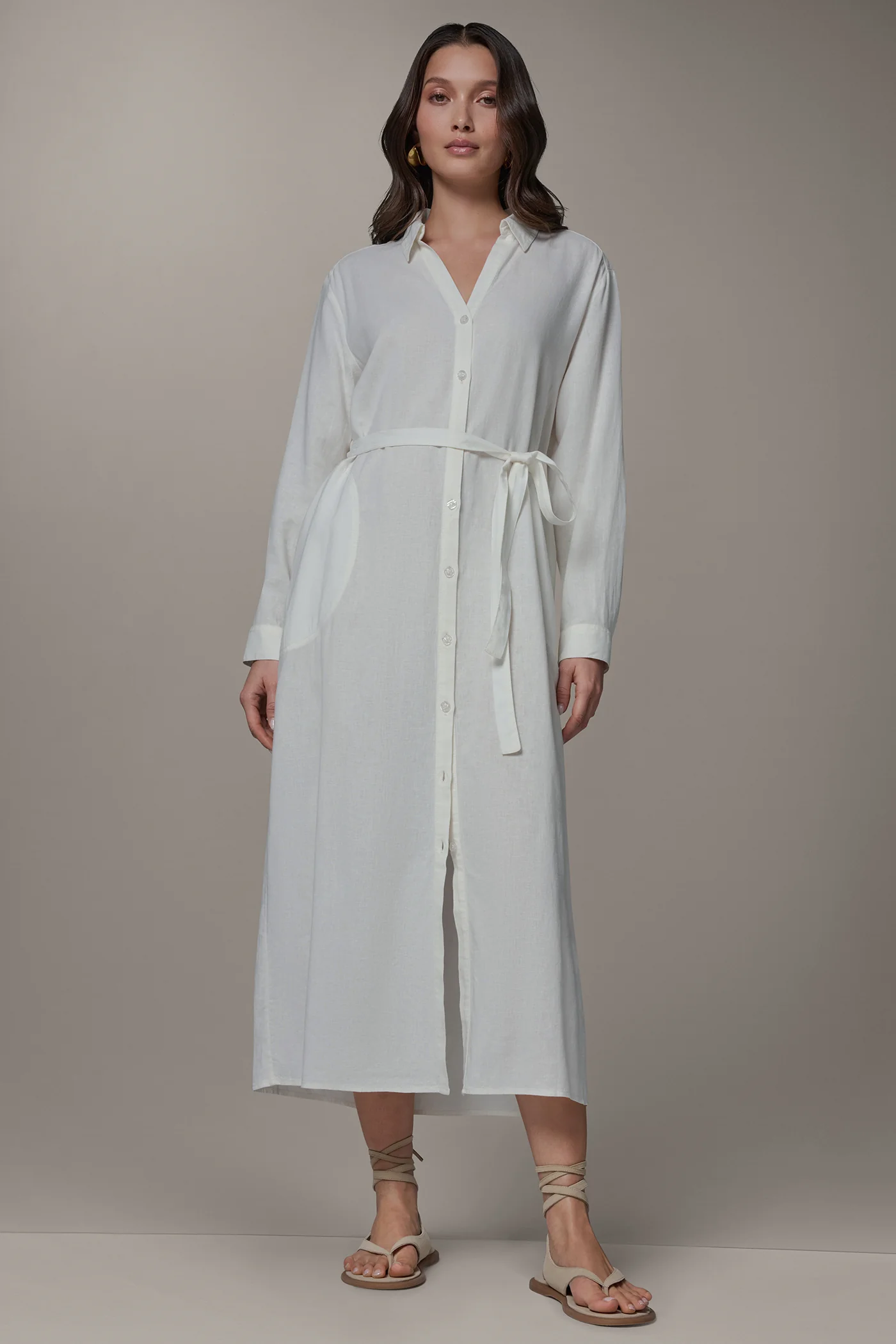 LONG SLEEVE MIDI SHIRT DRESS - VXVOV