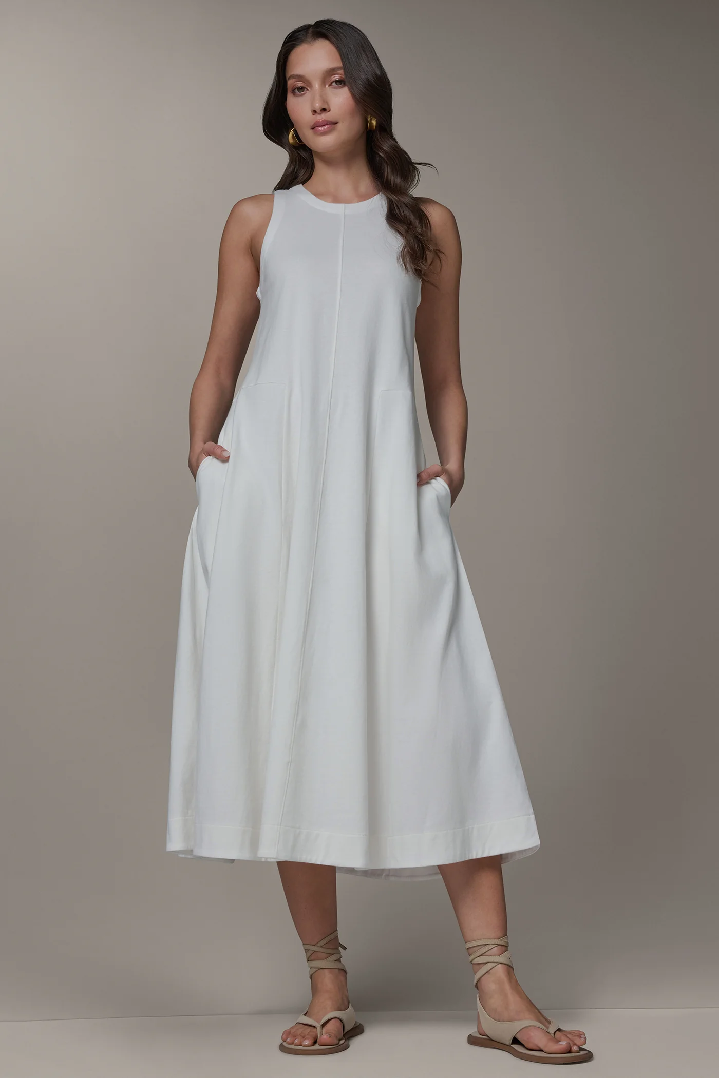 SLEEVELESS MIDI TRAPEZE DRESS - VXVOV