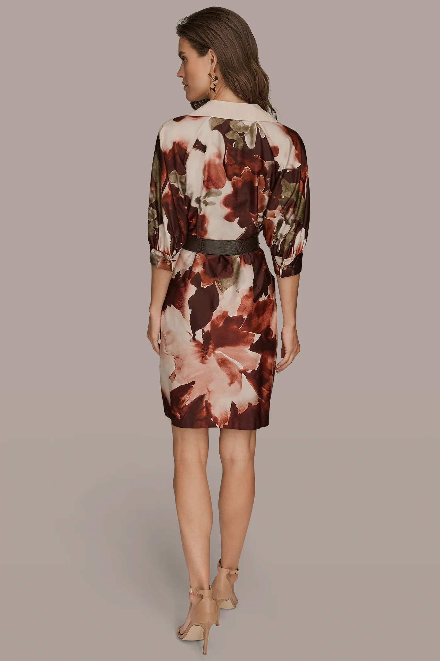 PUFF SLEEVE FLORAL COTTON SHIRT DRESS - VXVOV