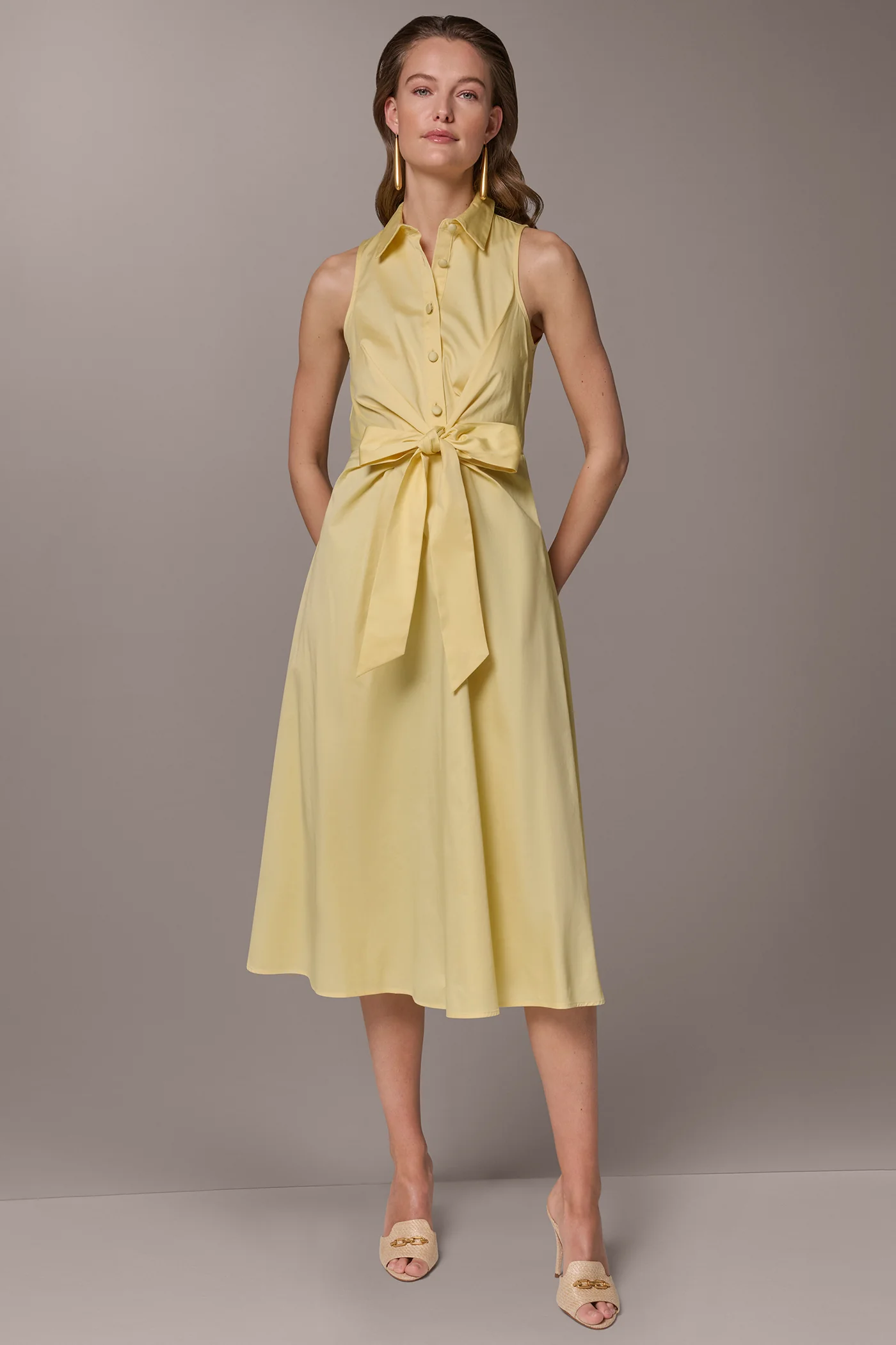 COTTON-SATEEN MIDI SHIRT DRESS - VXVOV