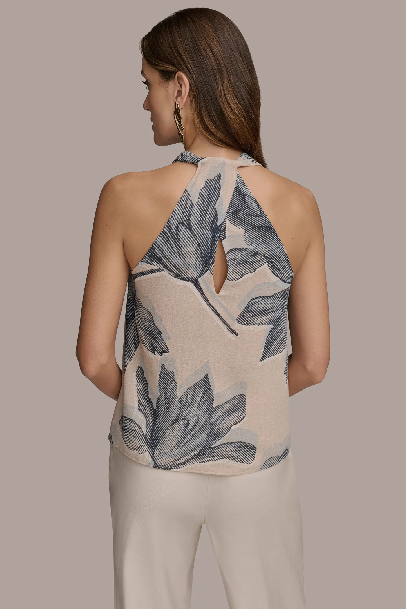 PRINTED TWIST-BACK TOP - VXVOV