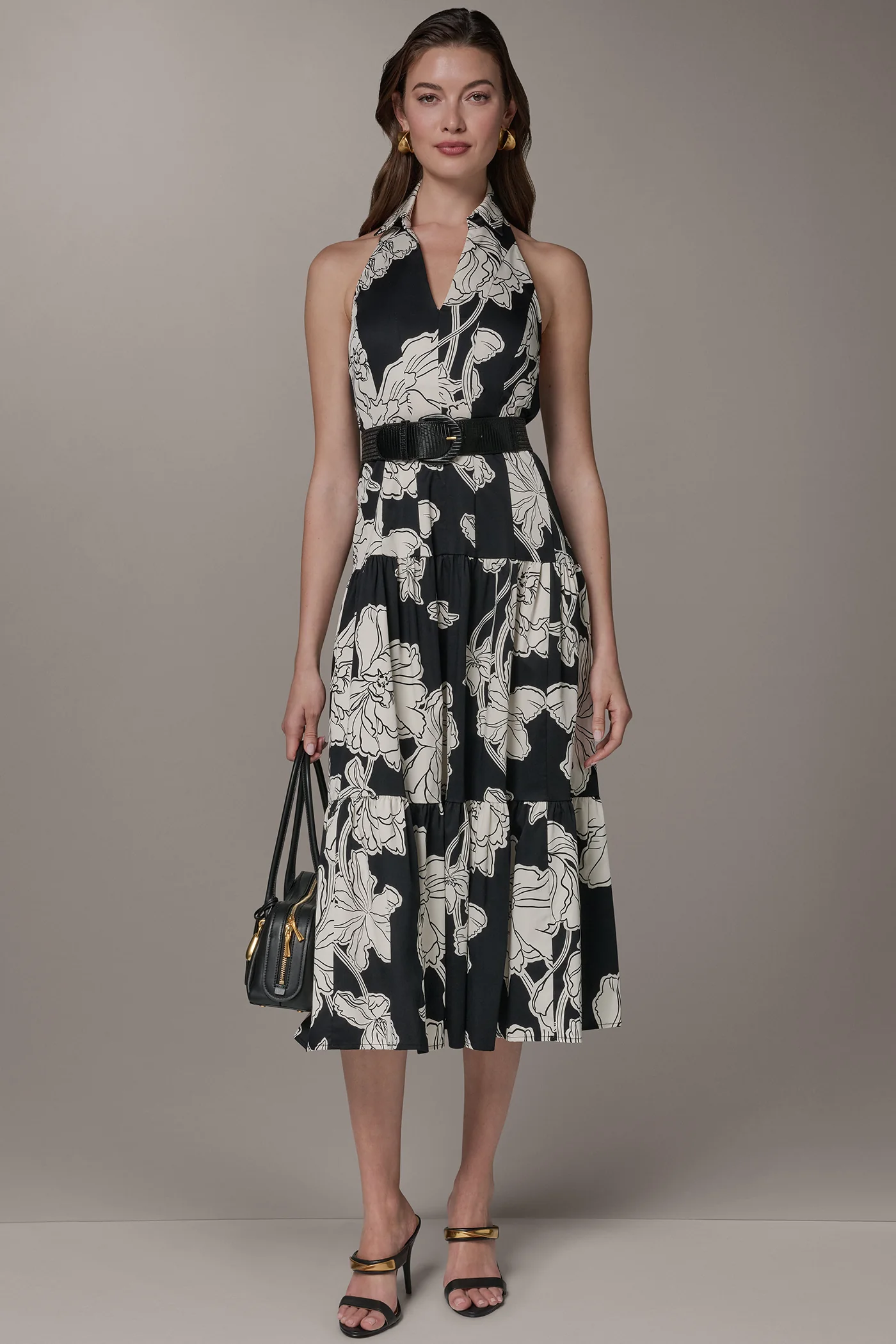 SLEEVELESS MIDI HALTER SHIRT DRESS - VXVOV