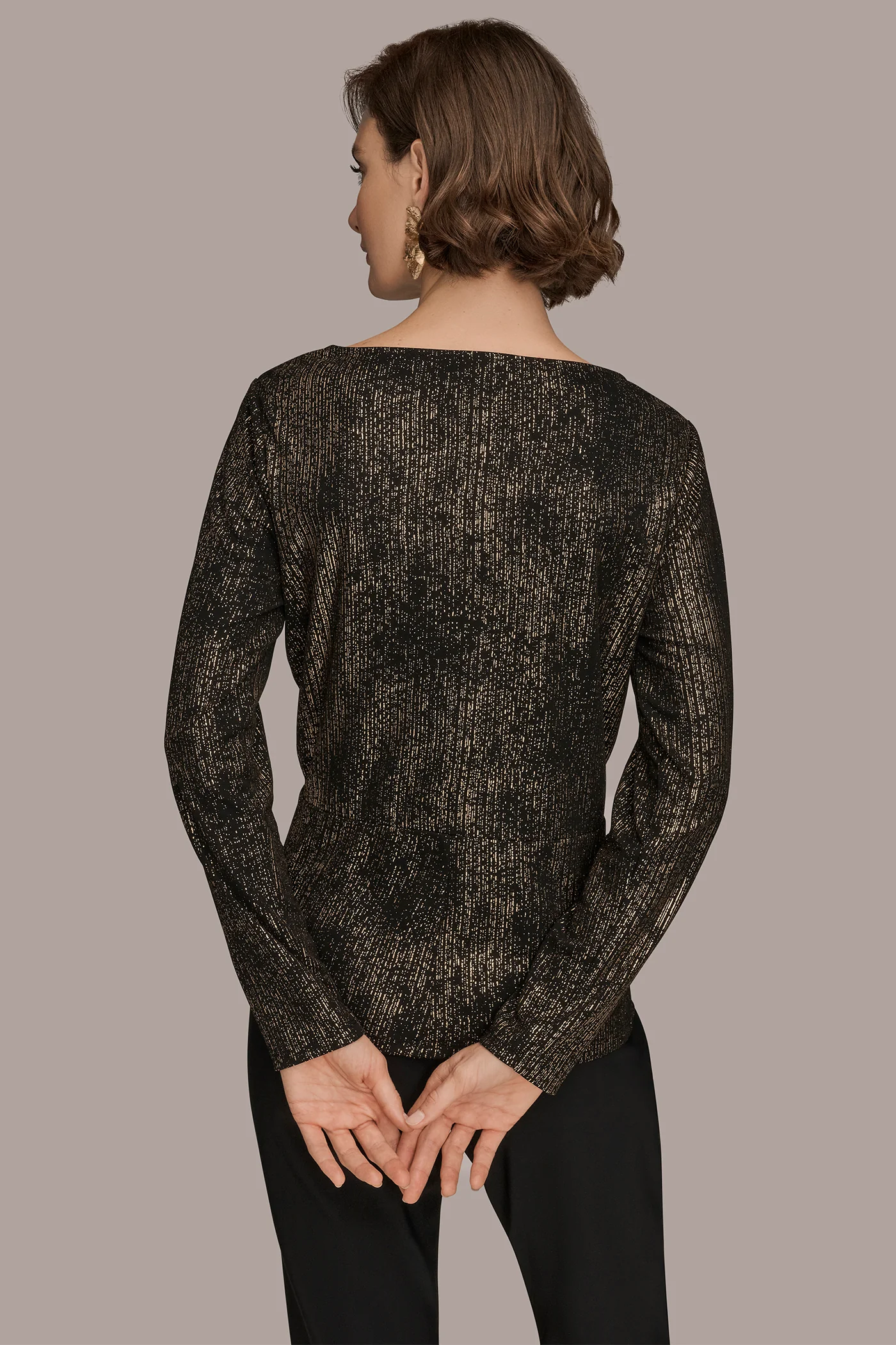 LONG SLEEVE ASYMMETRIC METALLIC TOP - VXVOV