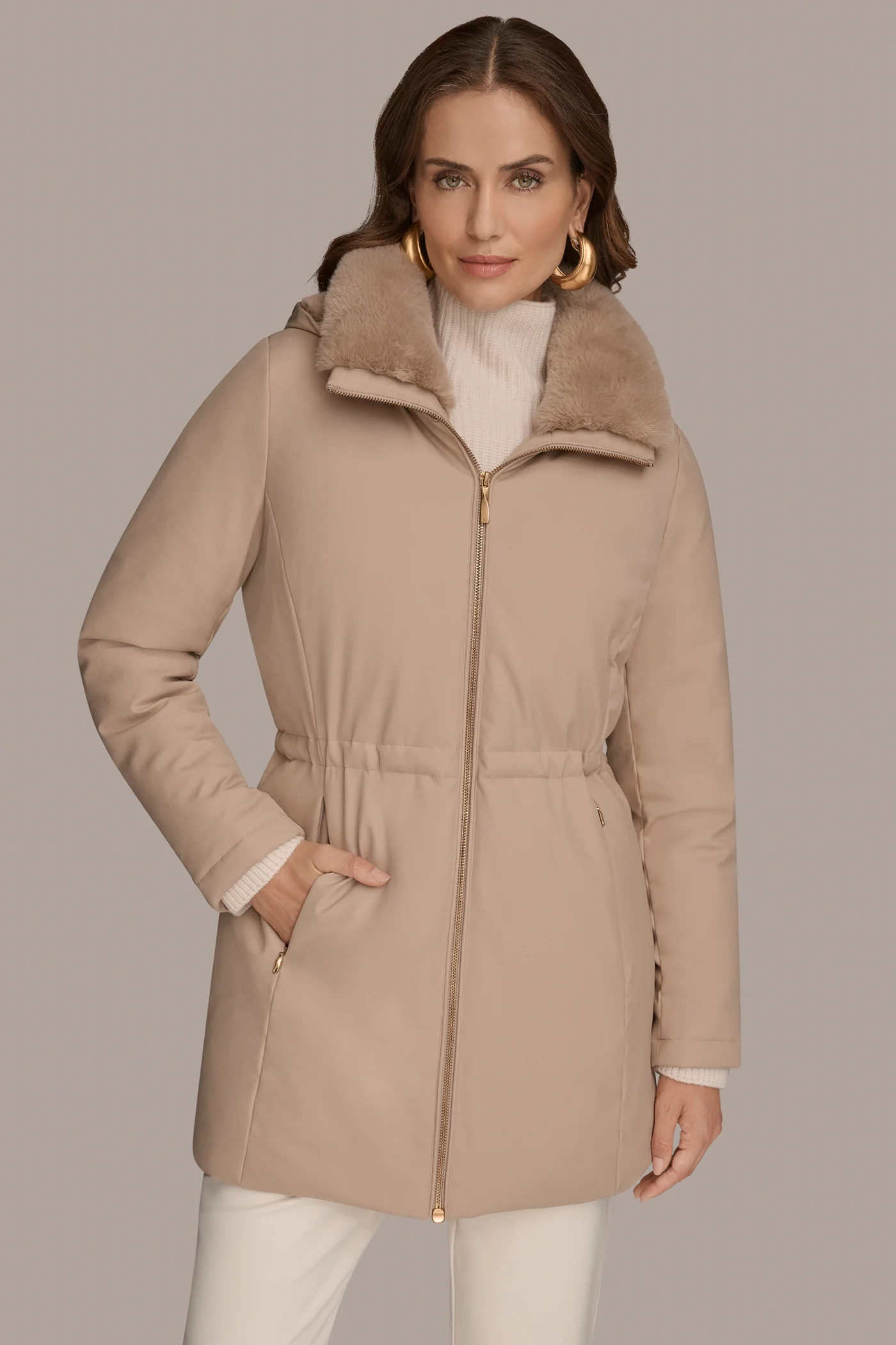 FAUX FUR LINED PUFFER - VXVOV