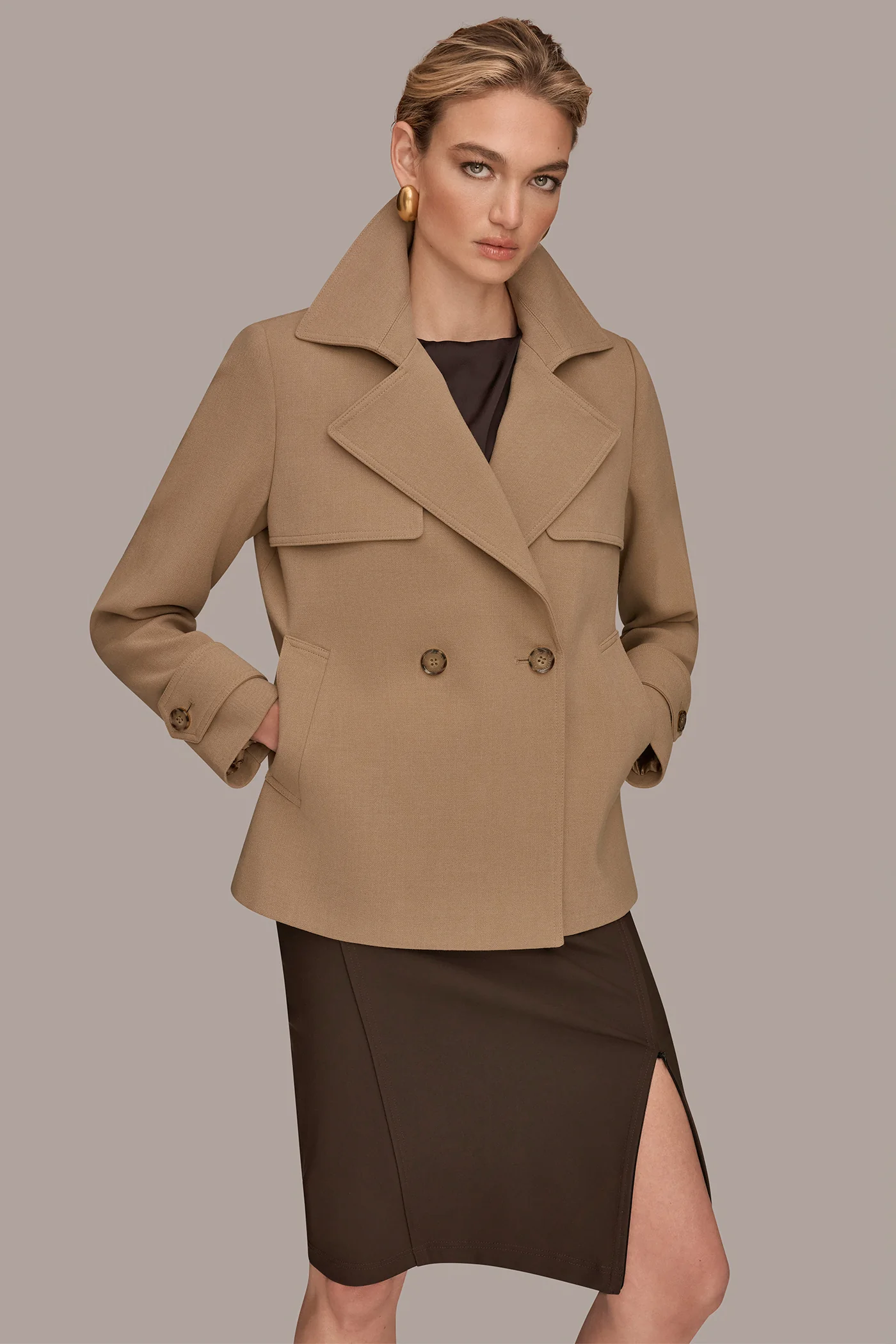 CROPPED DOUBLE-BREASTED TRENCH COAT - VXVOV
