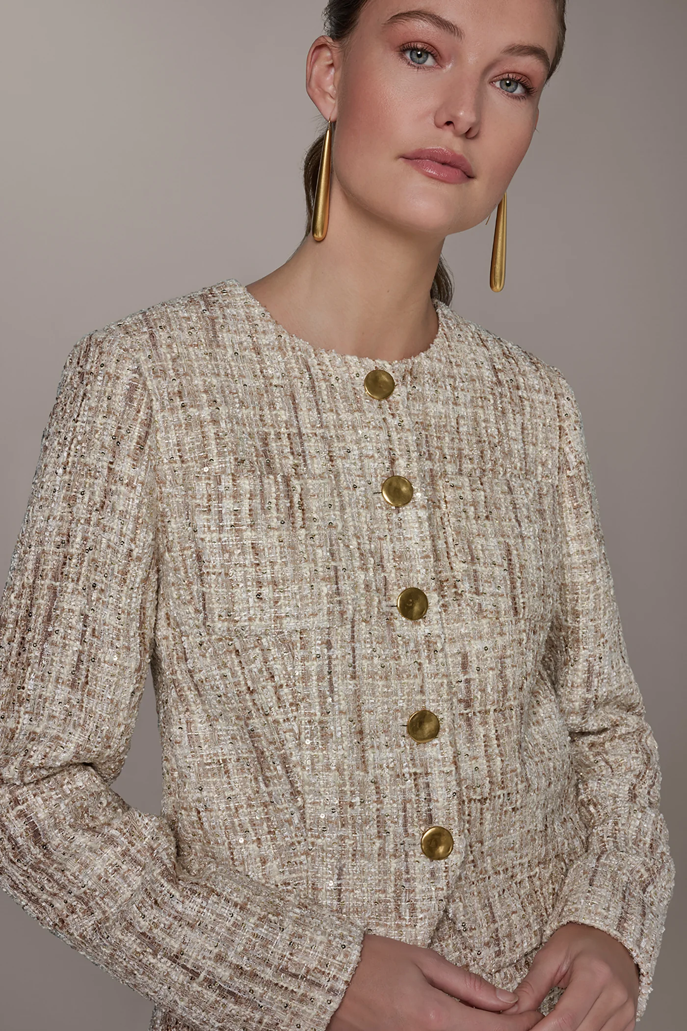 CROPPED SEQUINED TWEED LADY JACKET - VXVOV