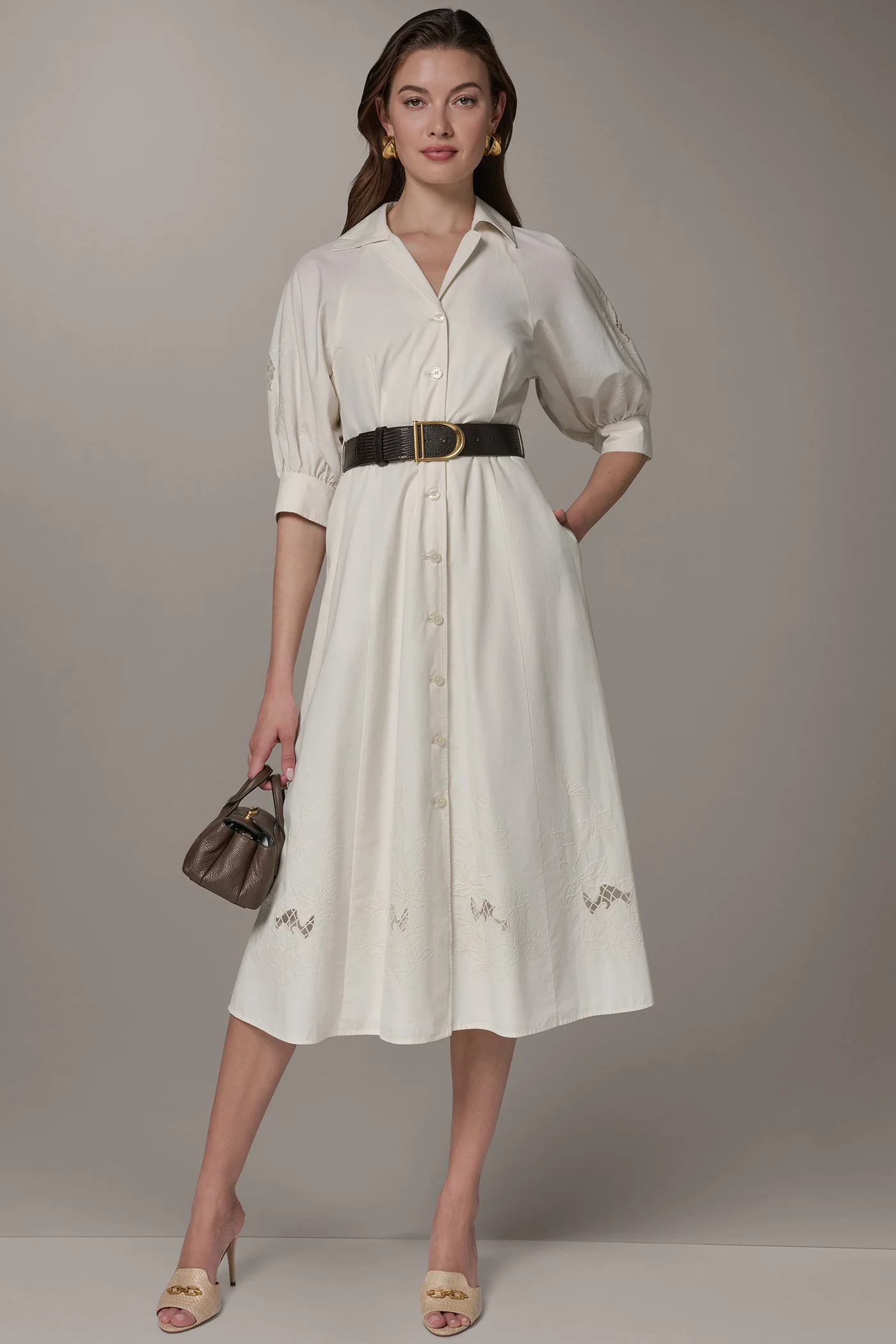 PUFF SLEEVE MIDI SHIRT DRESS - VXVOV
