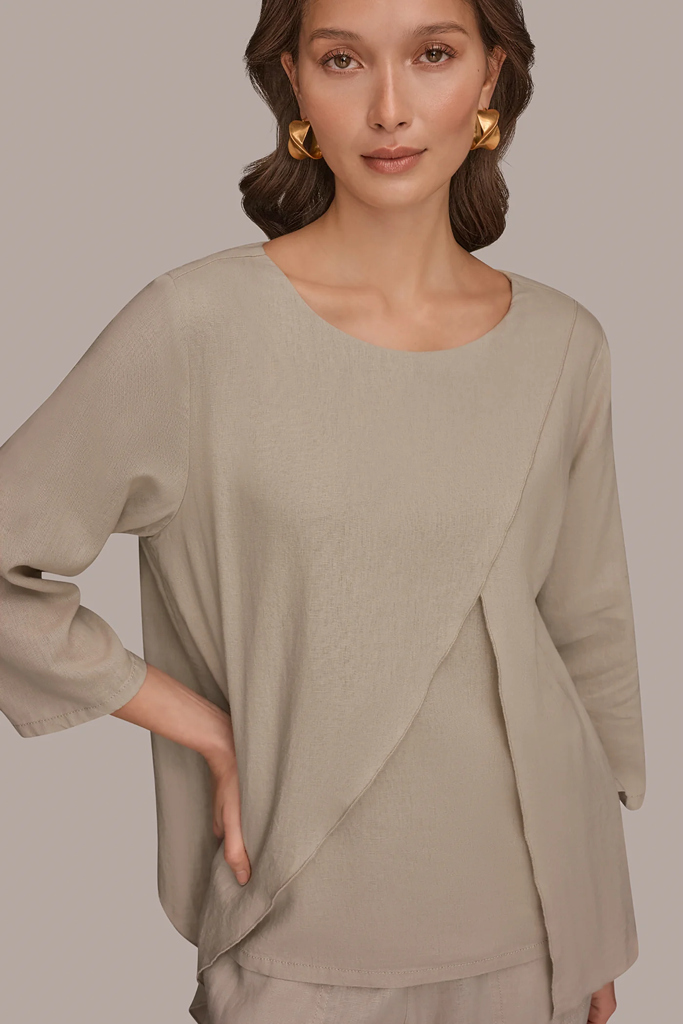 3/4 SLEEVE OVERLAY BLOUSE - VXVOV