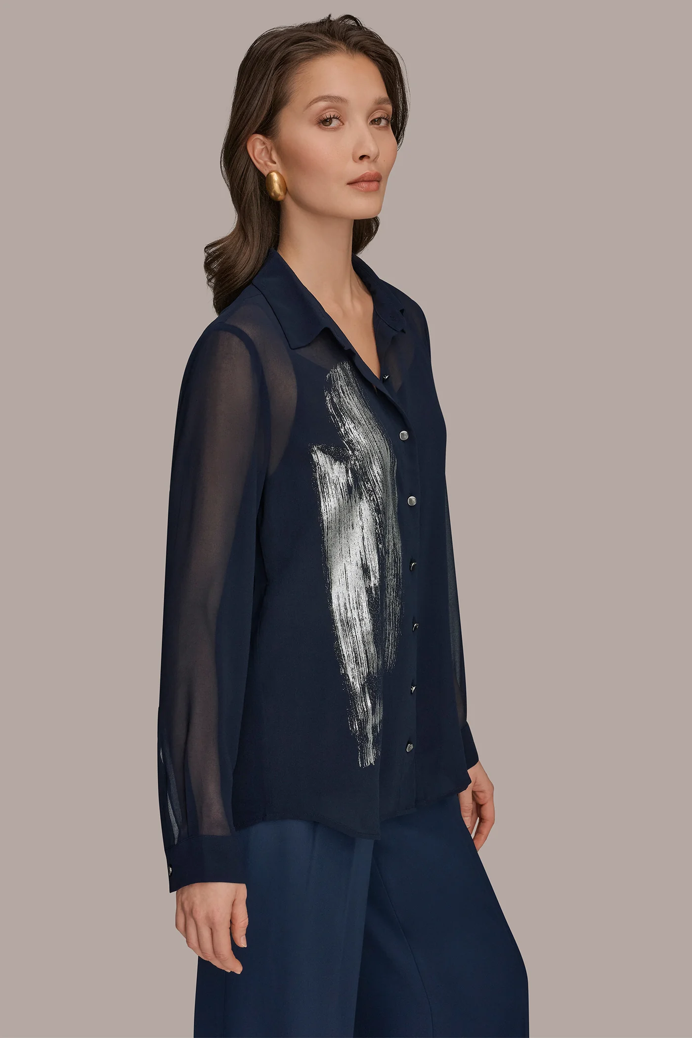 METALLIC BRUSHSTROKE BLOUSE - VXVOV