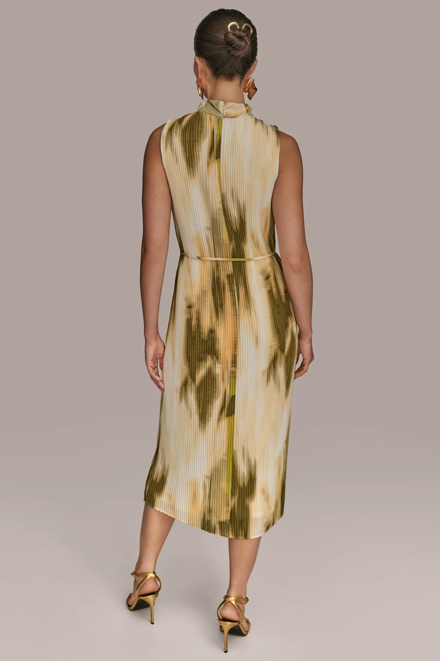 CHIFFON SLEEVELESS PLEATED MIDI DRESS - VXVOV