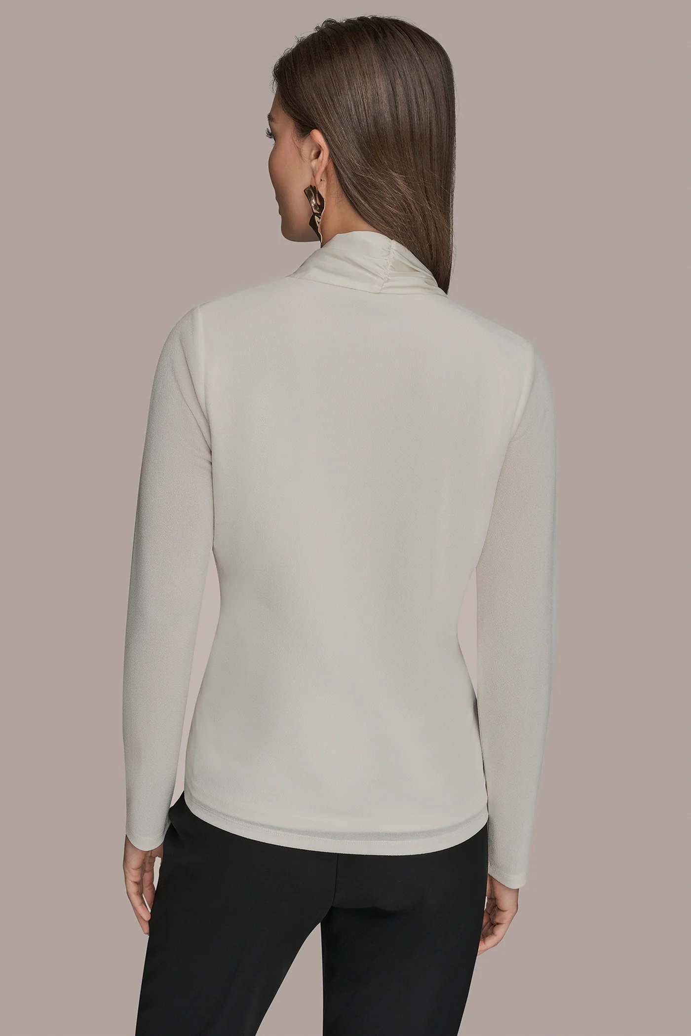 LONG SLEEVE SHAWL-NECK SATIN BLOUSE - VXVOV