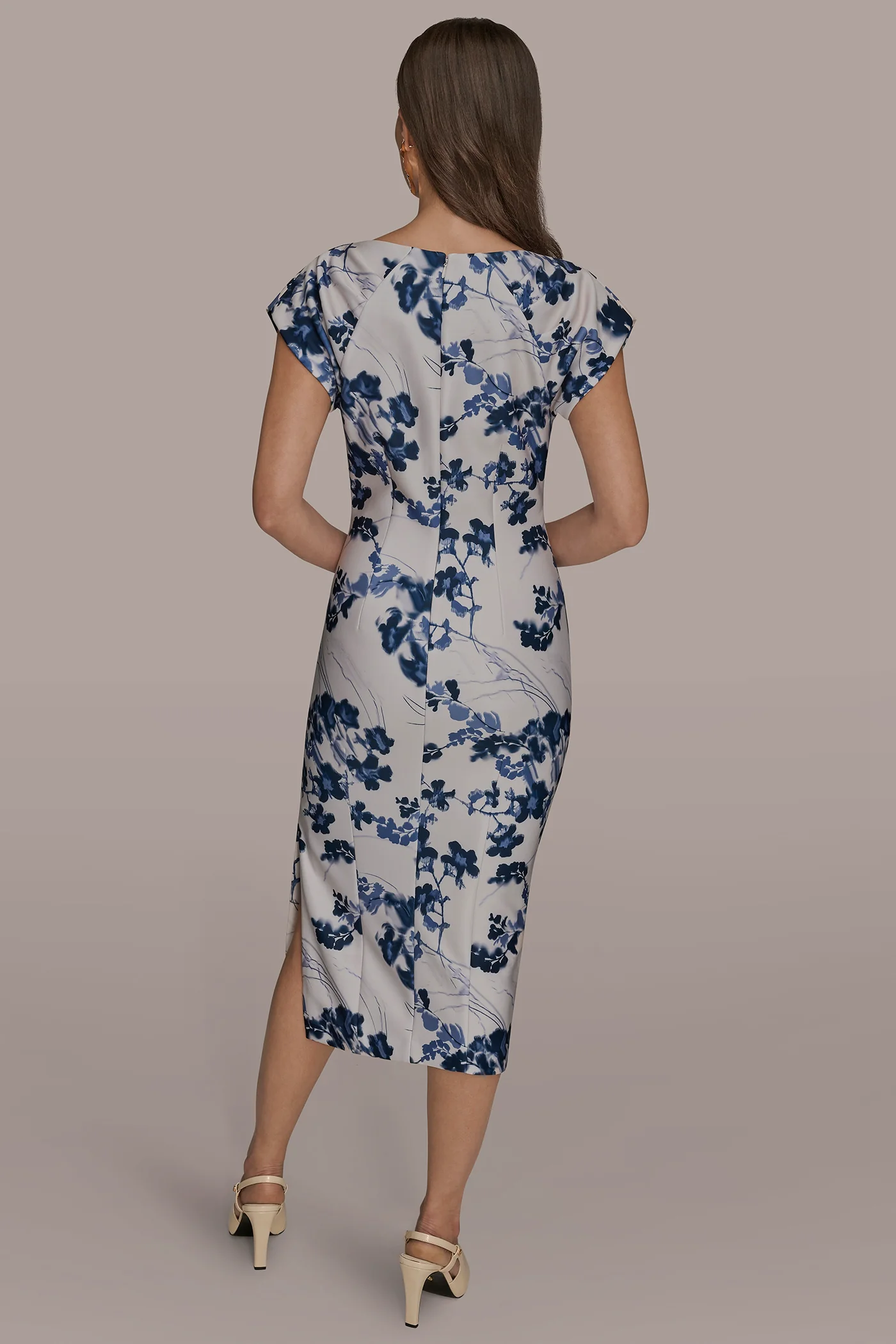 FLORAL CAP SLEEVE MIDI SHEATH DRESS - VXVOV