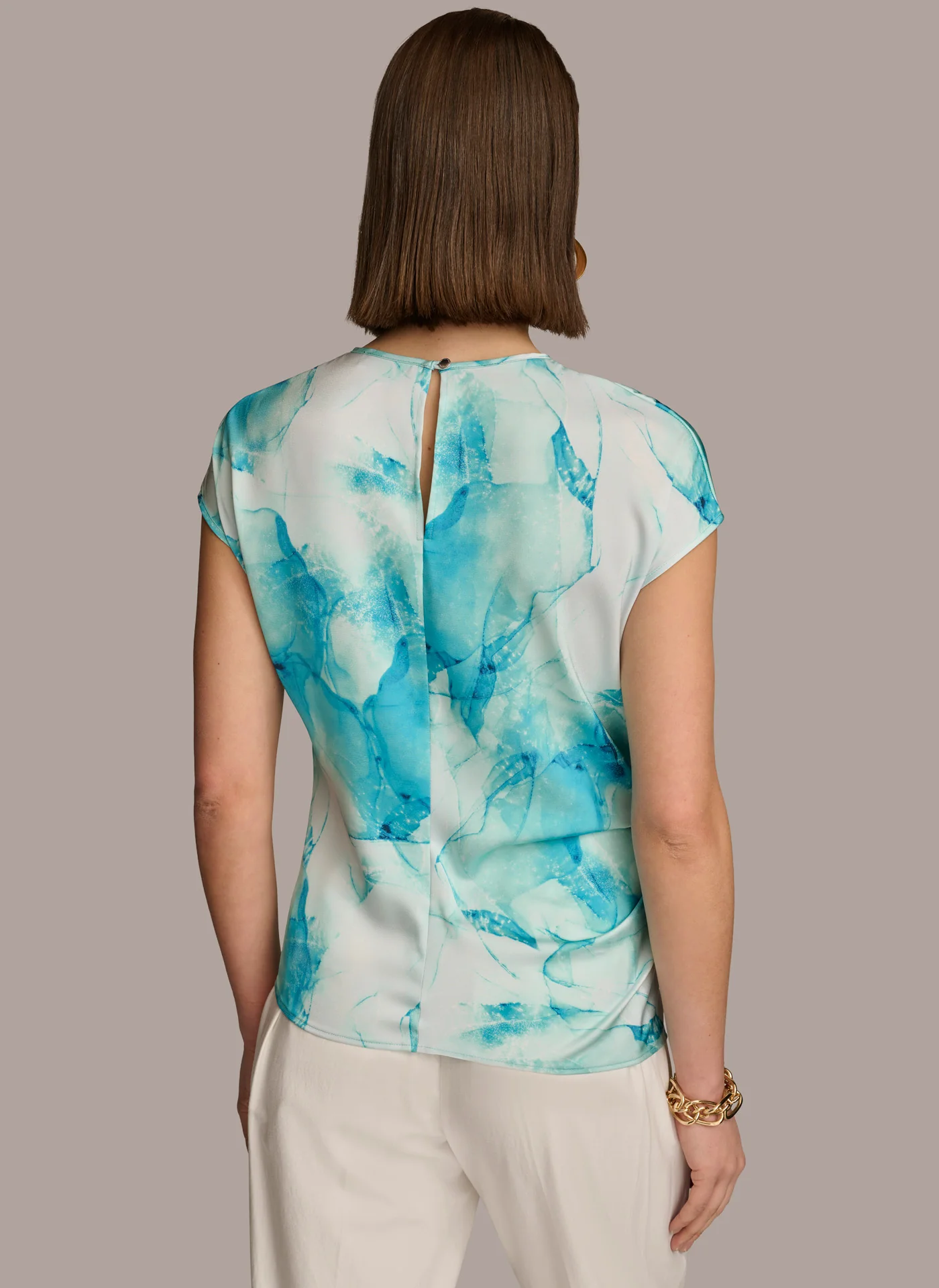 PRINT EXTENDED SHOULDER RUCHED TOP - VXVOV