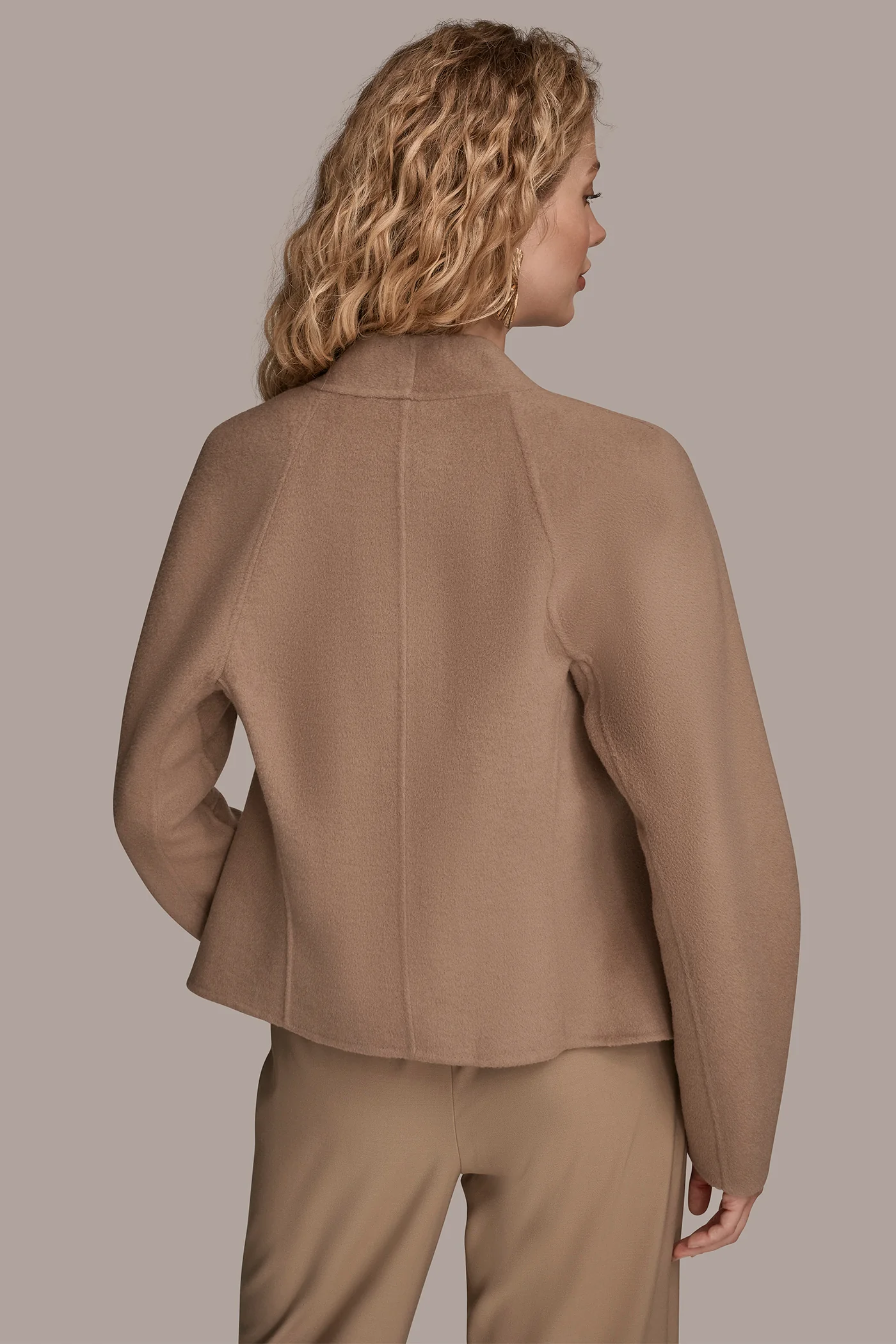COLLARLESS EMBELLISHED WRAP JACKET - VXVOV